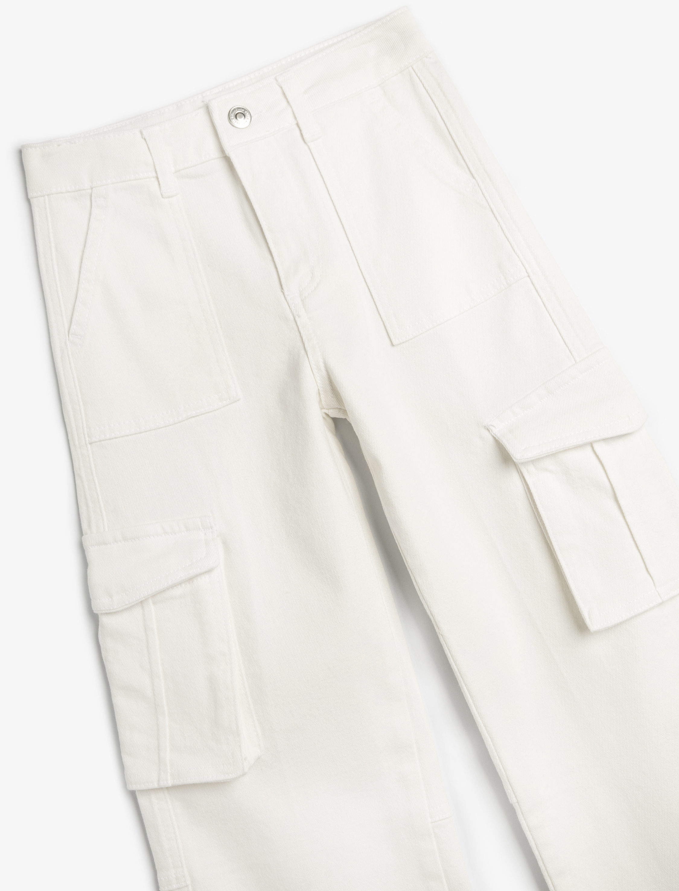  Kız Çocuk Kargo Kot Pantolon Bol Paça Pamuklu - Wide Leg Jean