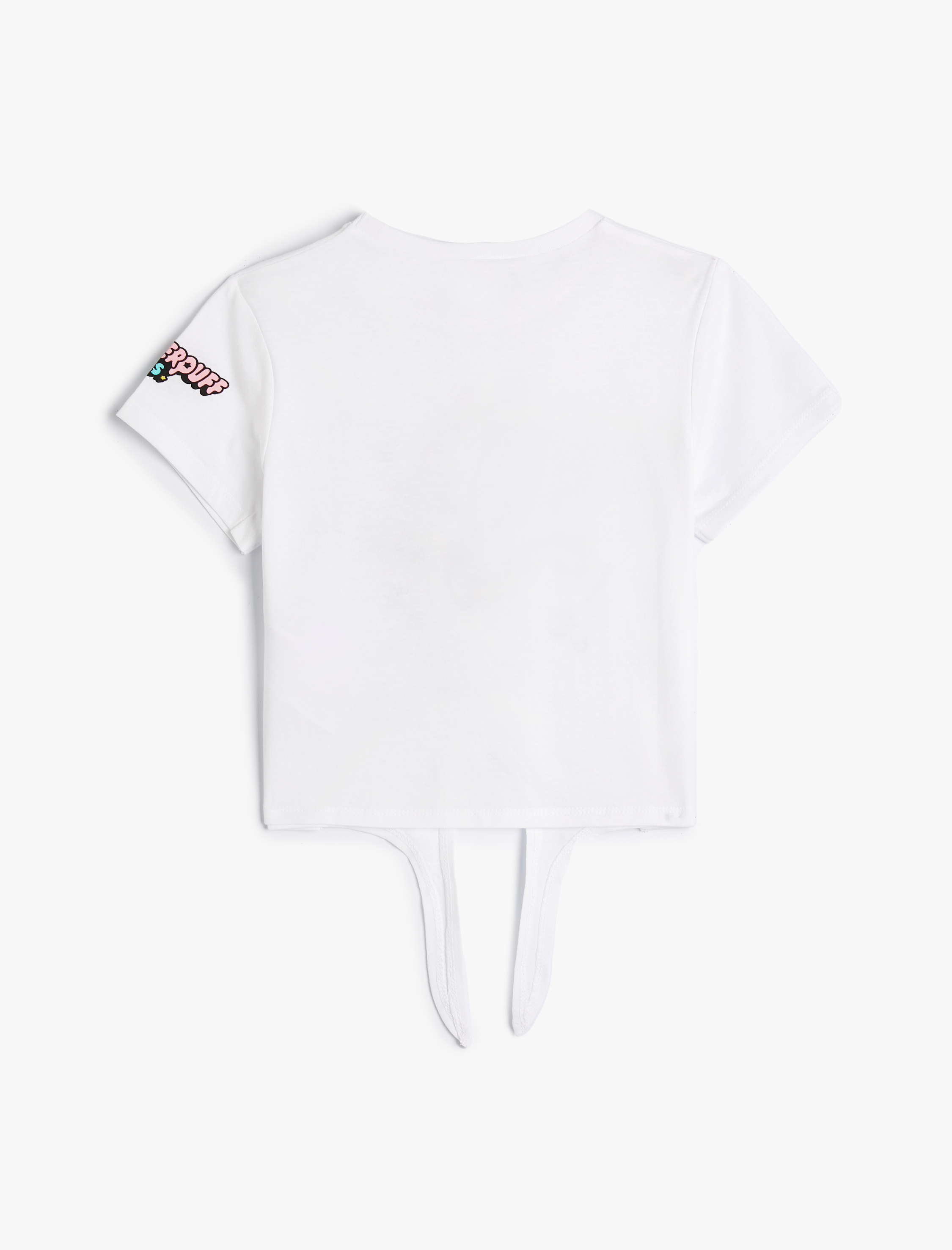  Kız Çocuk Powerpuff Girls Crop Tişört Lisanslı Bağlamalı Pamuklu