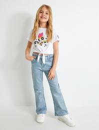 Powerpuff Girls Crop Tişört Lisanslı Bağlamalı Pamuklu