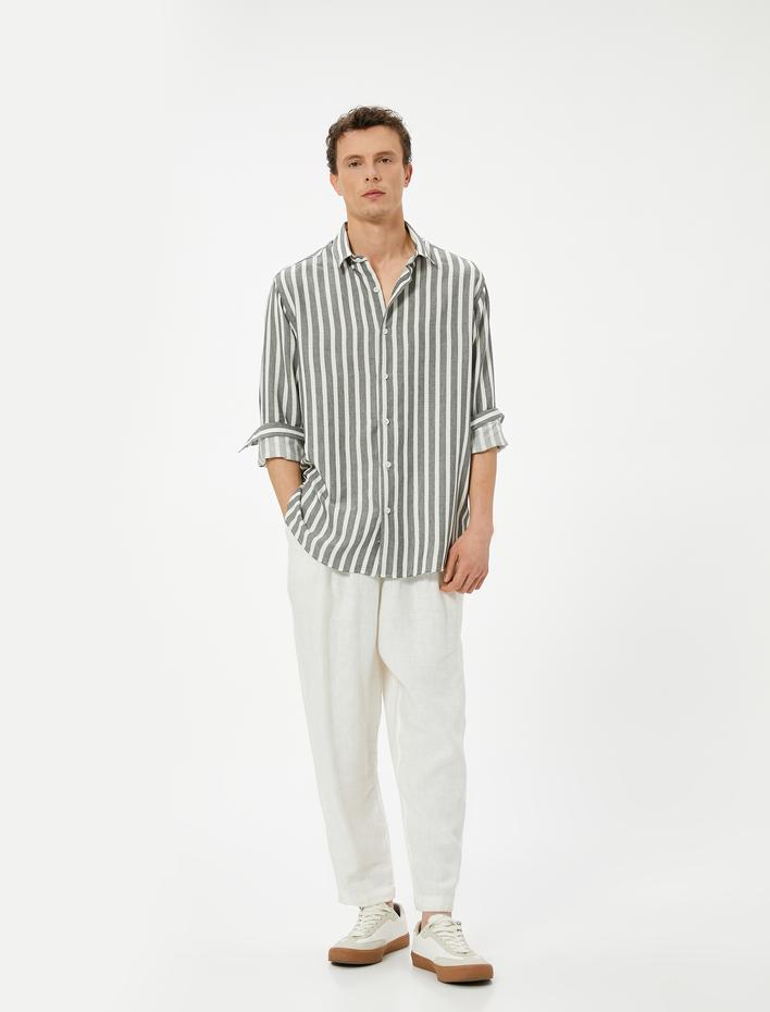  Slim Fit Gömlek Uzun Kollu Klasik Yaka Düğmeli