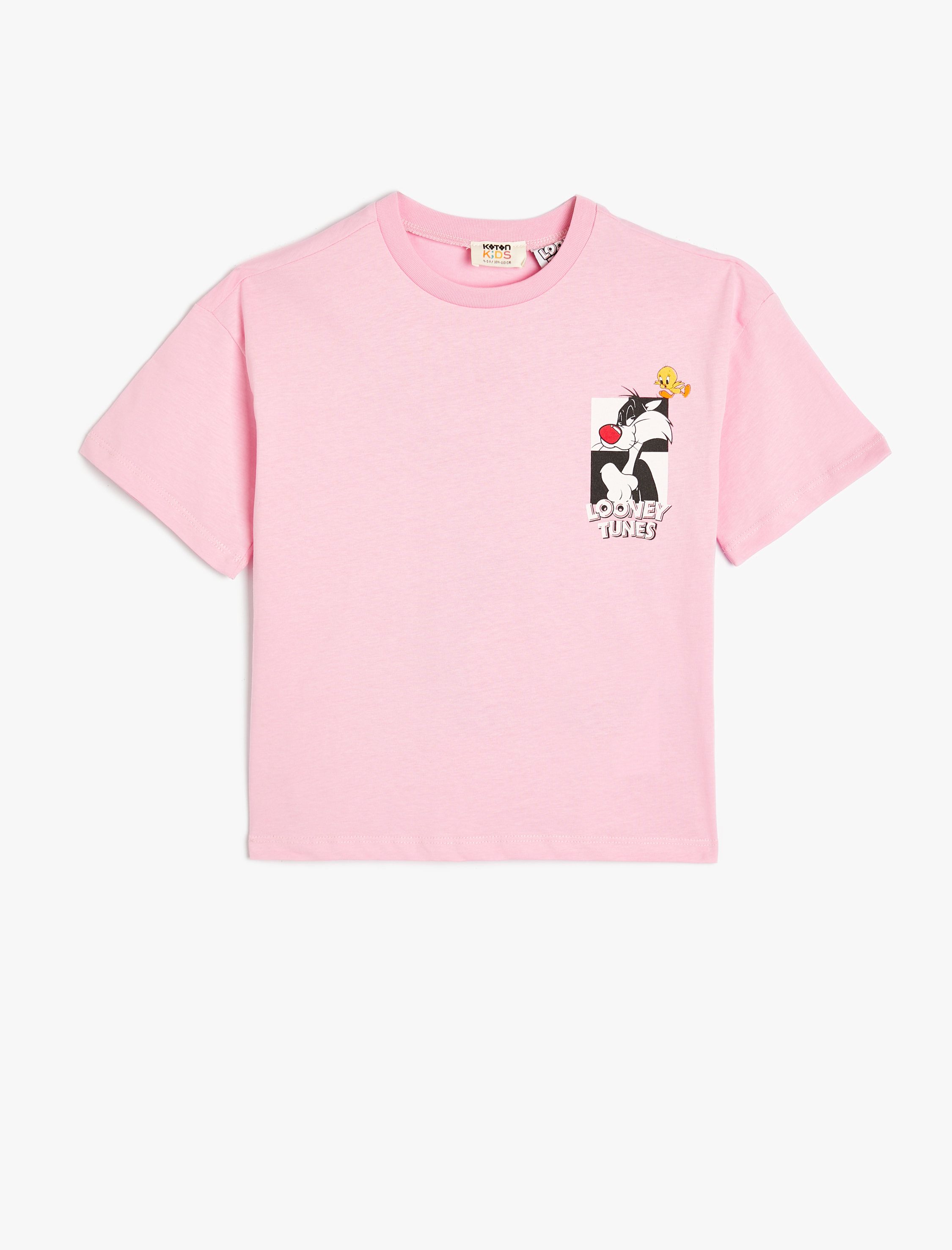  Kız Çocuk Sylvester ve Tweety Tişört Lisanslı Kısa Kollu Bisiklet Yaka Pamuklu