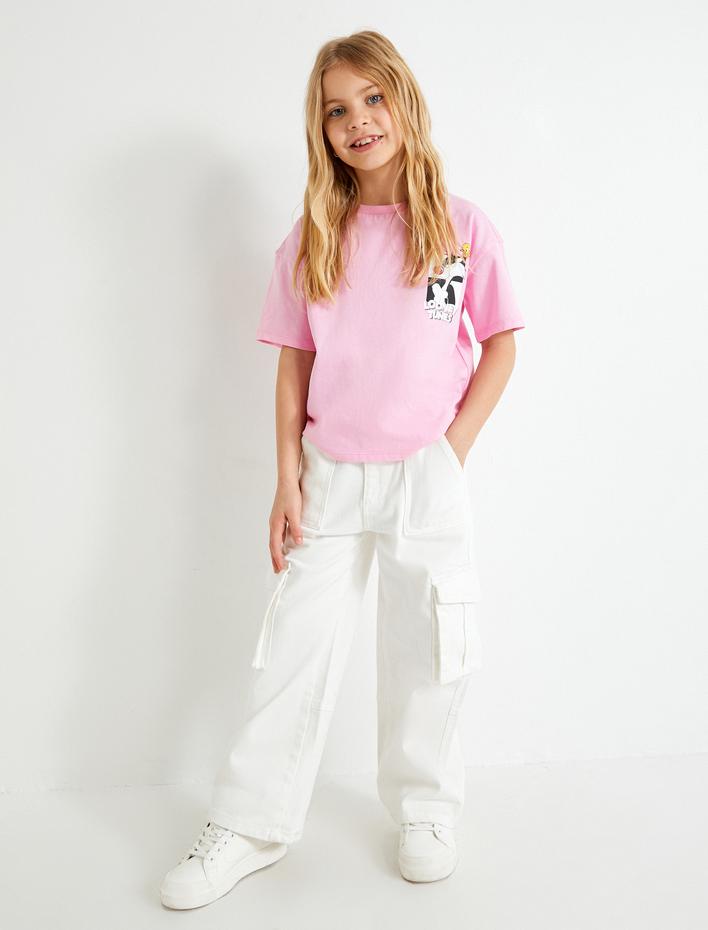 Kız Çocuk Sylvester ve Tweety Tişört Lisanslı Kısa Kollu Bisiklet Yaka Pamuklu