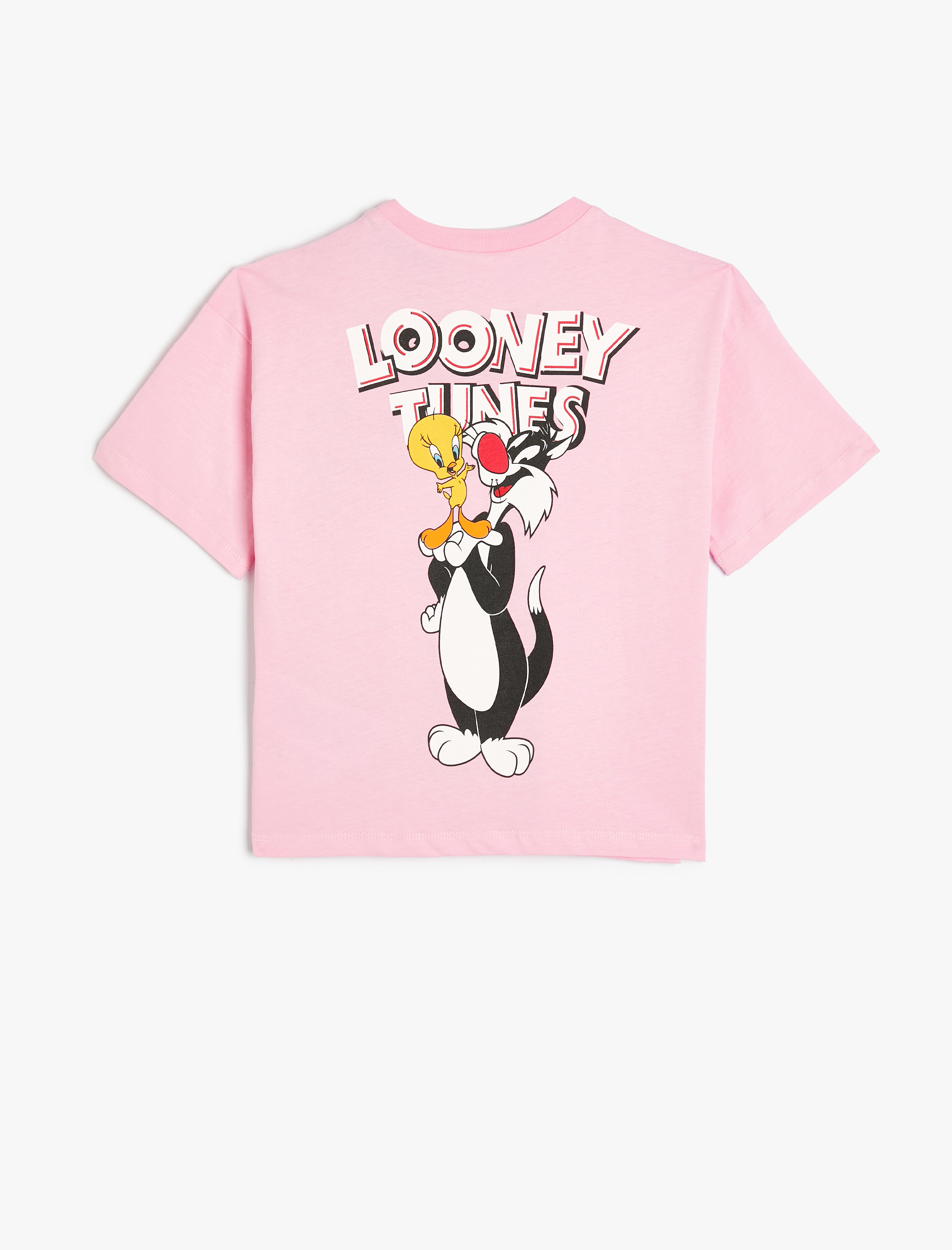  Kız Çocuk Sylvester ve Tweety Tişört Lisanslı Kısa Kollu Bisiklet Yaka Pamuklu