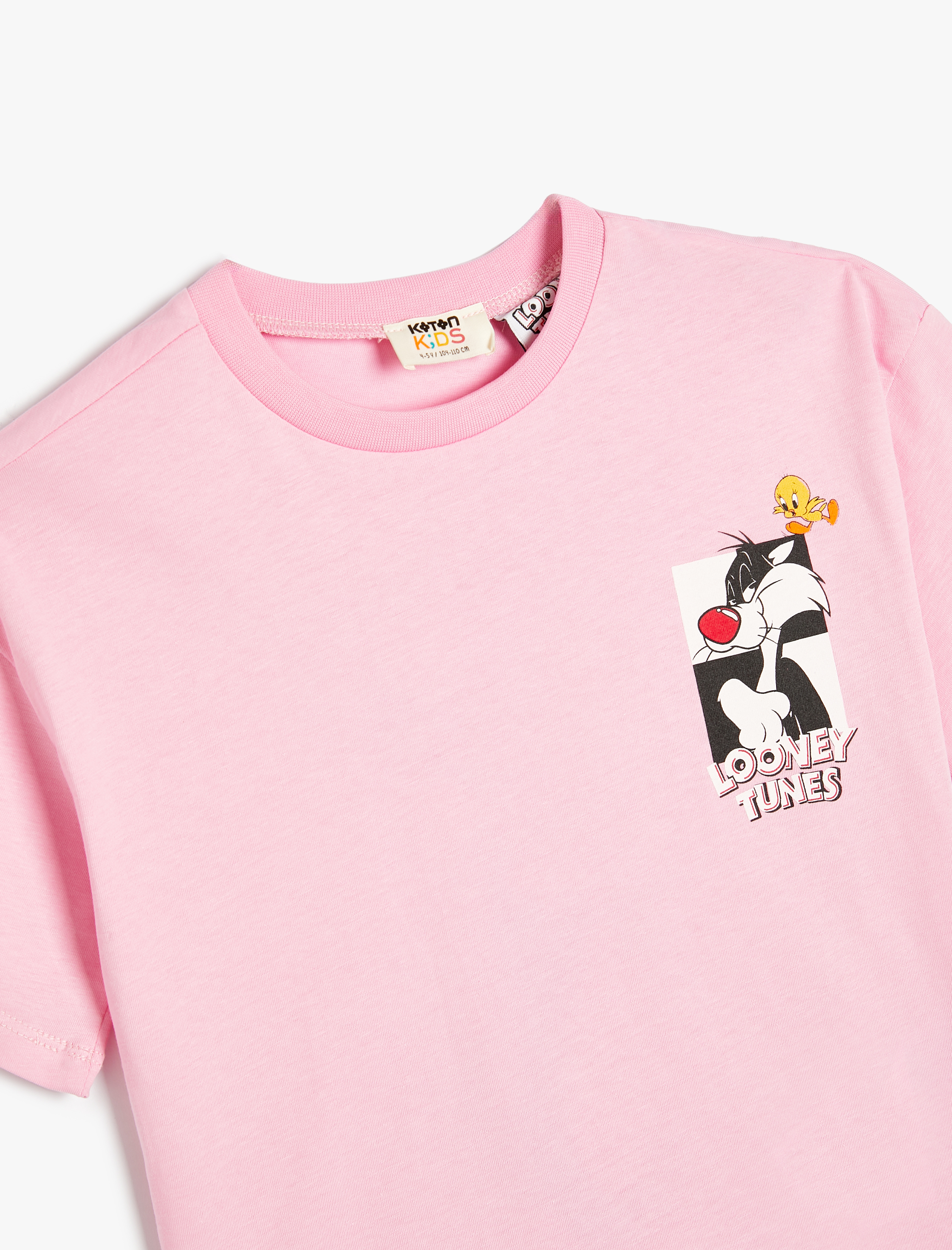  Kız Çocuk Sylvester ve Tweety Tişört Lisanslı Kısa Kollu Bisiklet Yaka Pamuklu