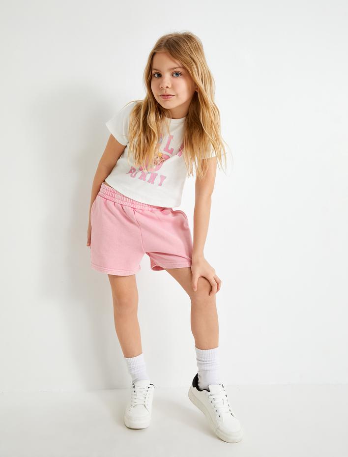 Kız Çocuk Basic Mini Şort Beli Lastikli Cepli Pamuklu