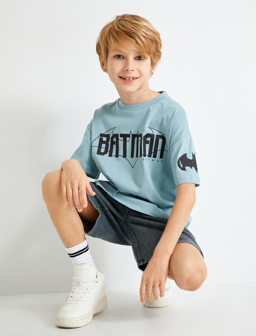  Erkek Çocuk Batman Tişört Lisanslı Kısa Kollu Bisiklet Yaka Pamuklu