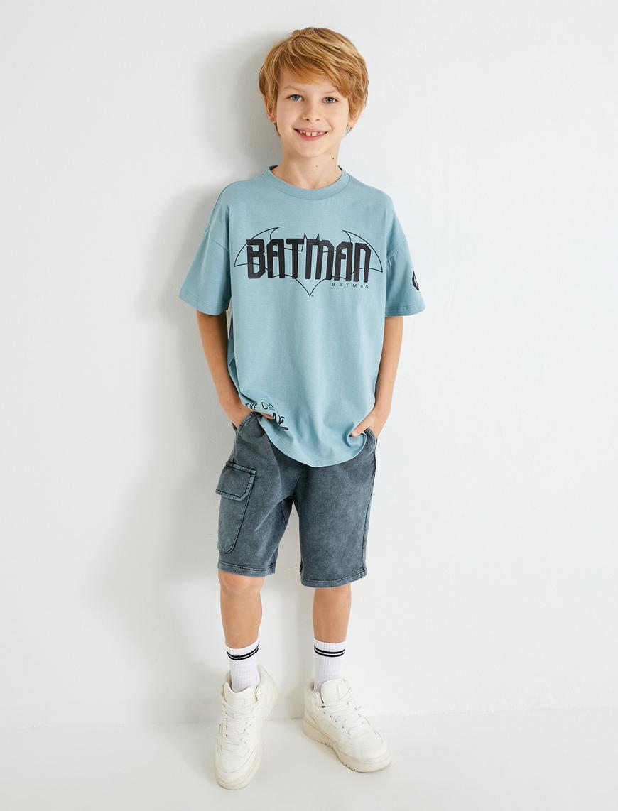  Erkek Çocuk Batman Tişört Lisanslı Kısa Kollu Bisiklet Yaka Pamuklu
