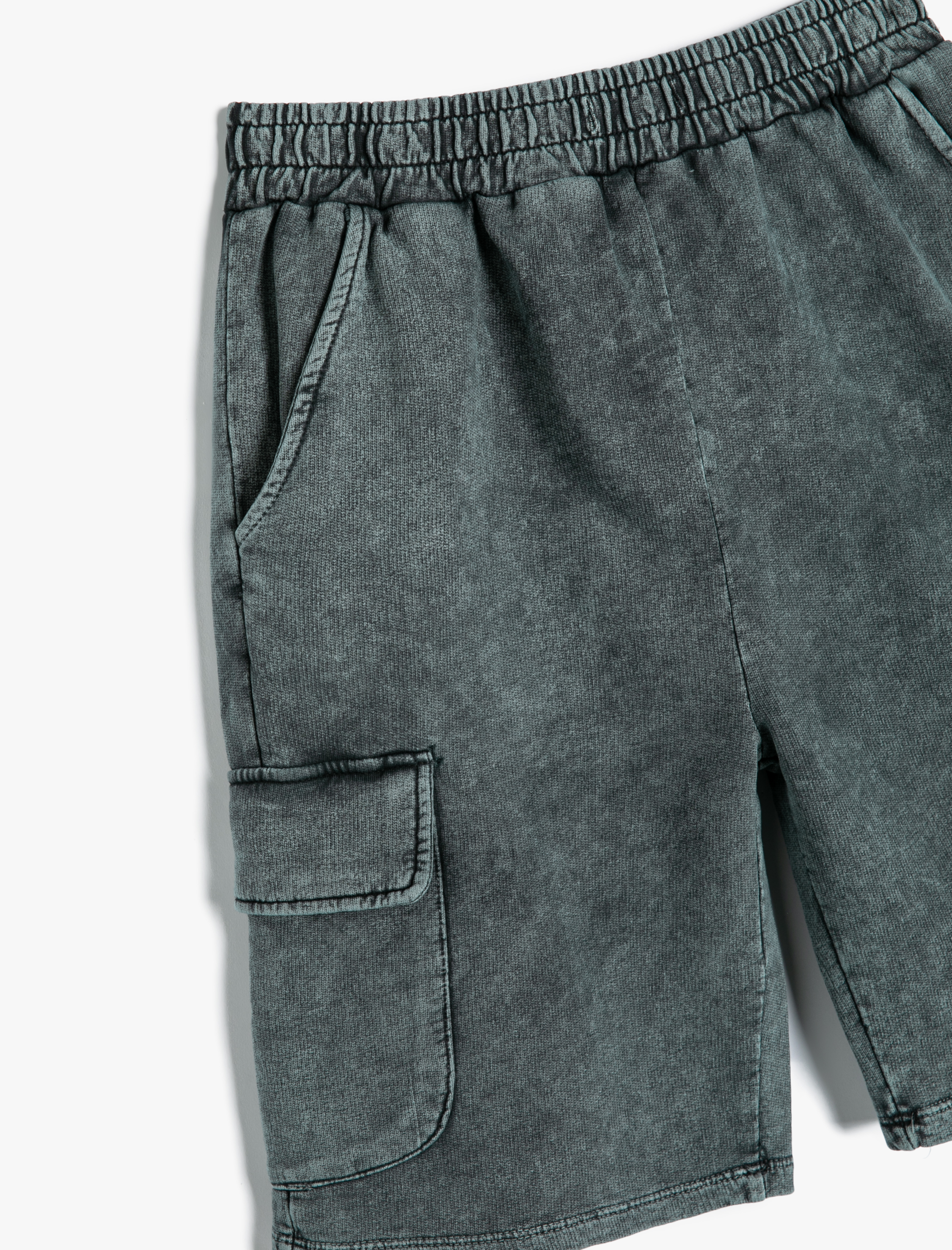  Erkek Çocuk Şort Yıkamalı Cep Detaylı Beli Lastikli Pamuklu