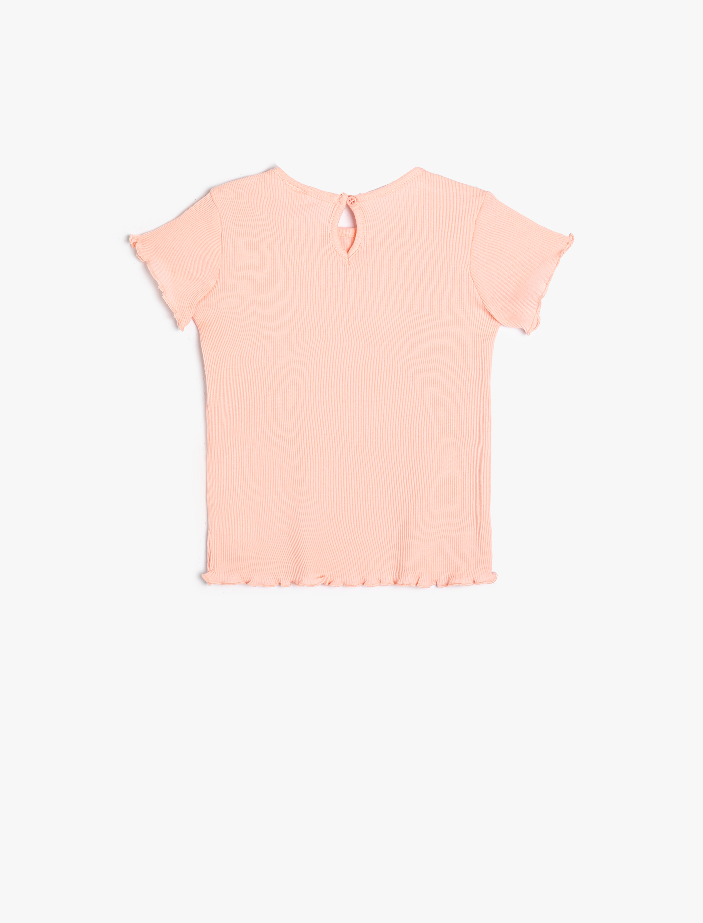  Kız Bebek Tişört Kısa Kollu Bisiklet Yaka Ribanalı Pamuklu