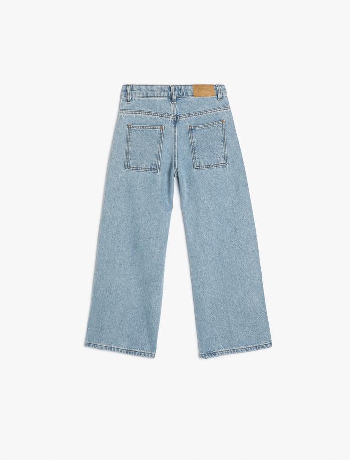 Kız Çocuk Pamuklu Kot Pantolon - Wide Leg