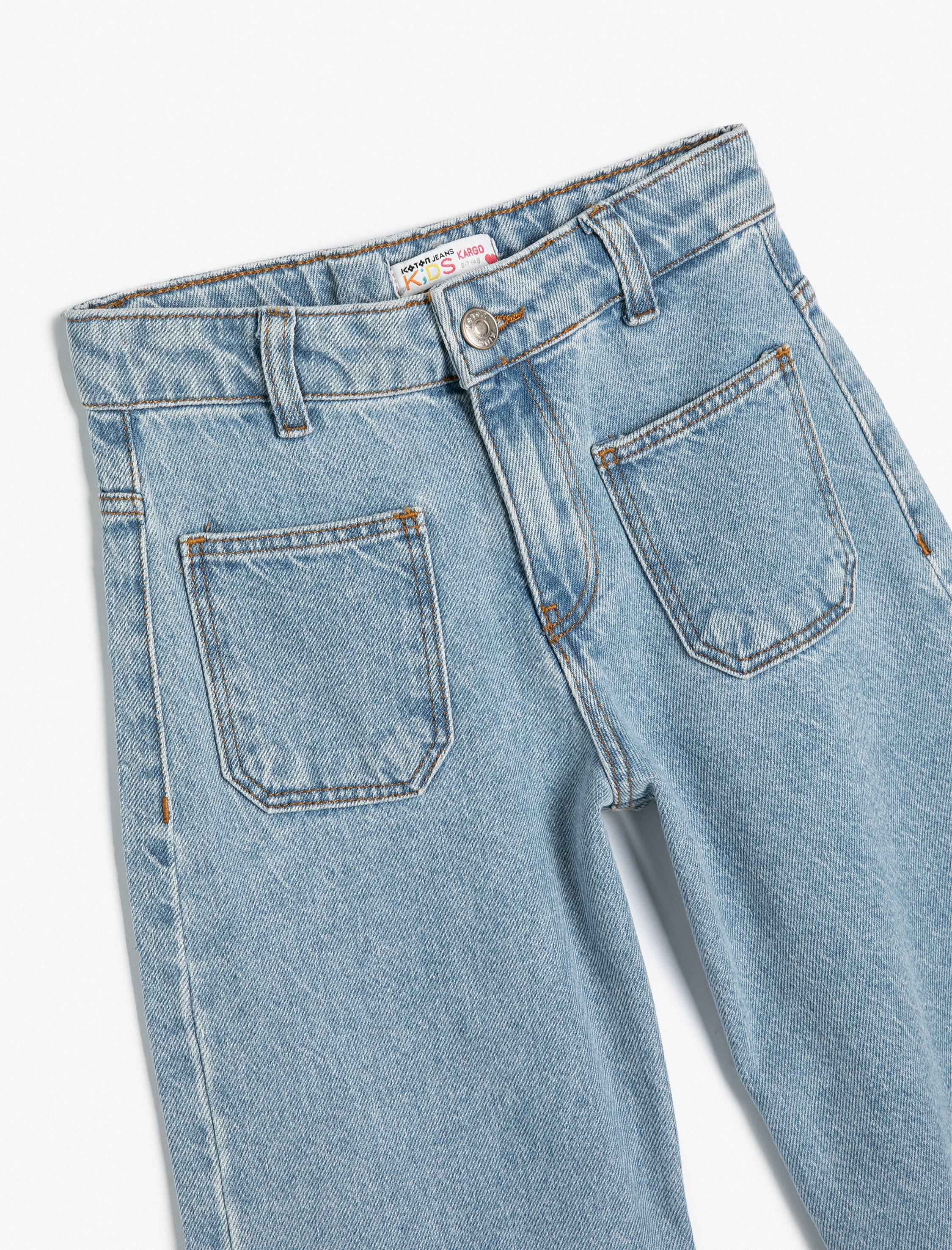  Kız Çocuk Pamuklu Kot Pantolon - Wide Leg