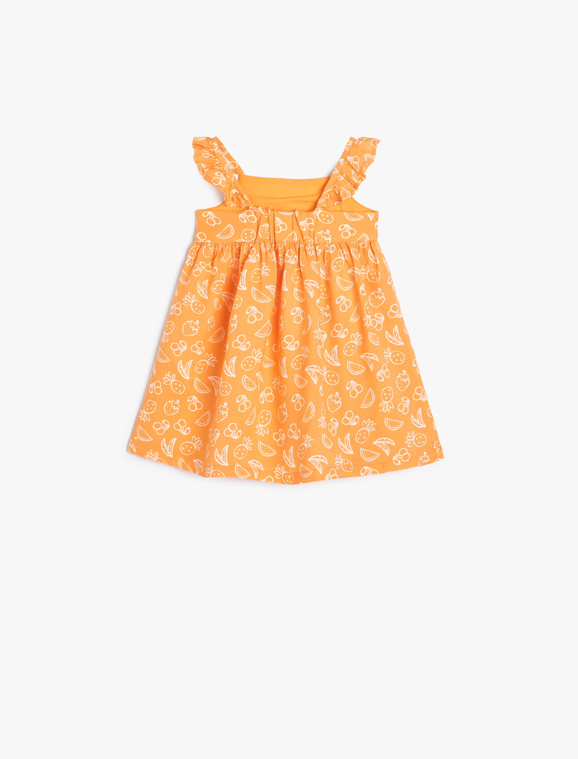  Kız Bebek Askılı Elbise Fırfırlı Kare Yaka Viskon Kumaş