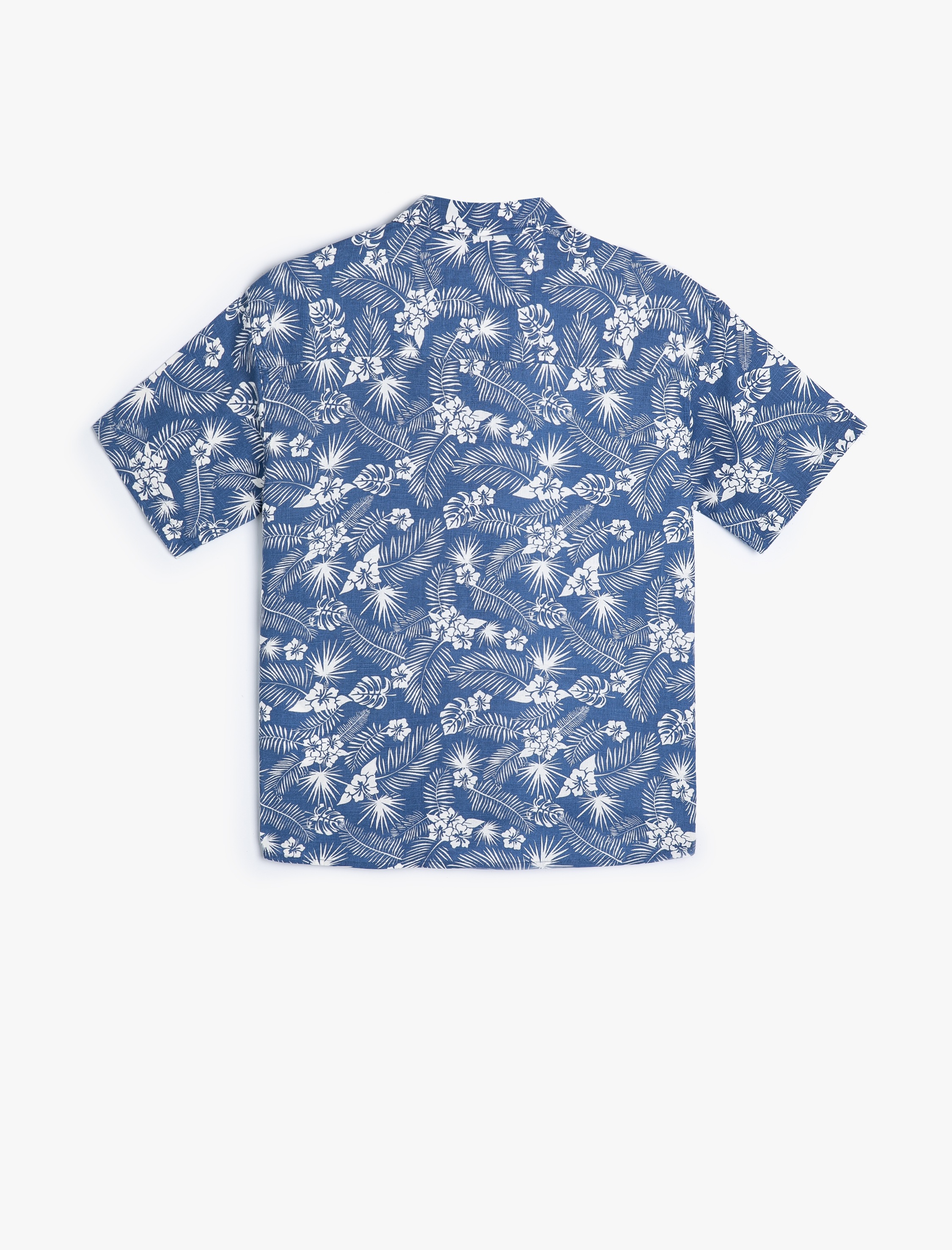  Erkek Çocuk Gömlek Kısa Kollu Cep Detaylı Çiçek Desenli Pamuklu