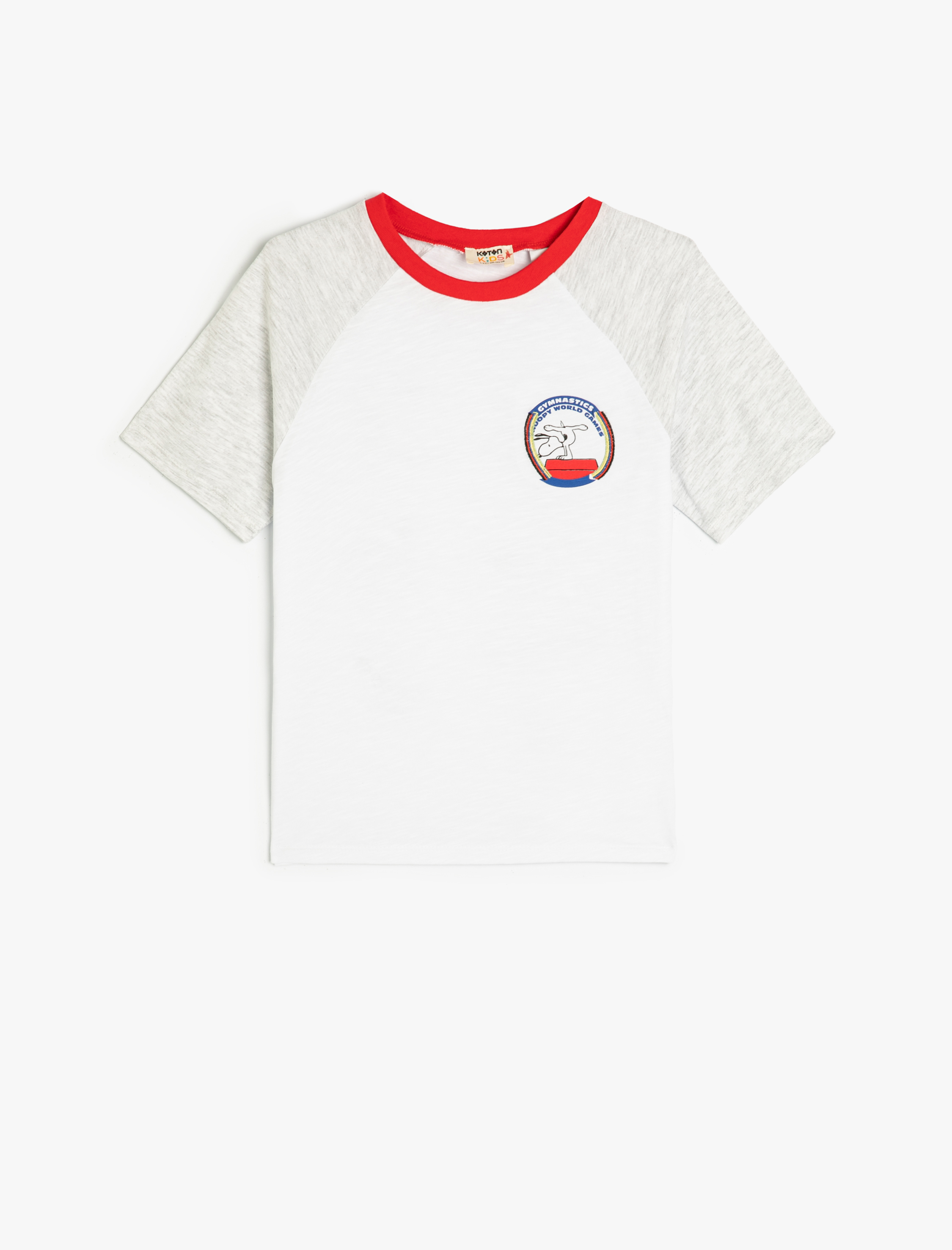  Erkek Çocuk Snoopy Tişört Arkası Baskılı Kısa Kollu Bisiklet Yaka Pamuklu Lisanslı