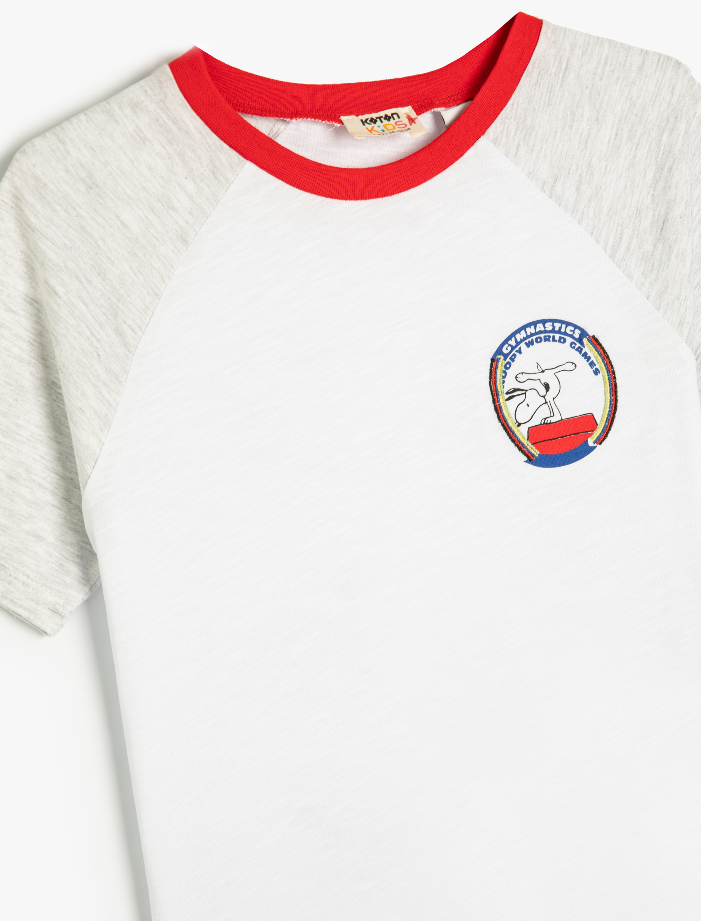  Erkek Çocuk Snoopy Tişört Arkası Baskılı Kısa Kollu Bisiklet Yaka Pamuklu Lisanslı