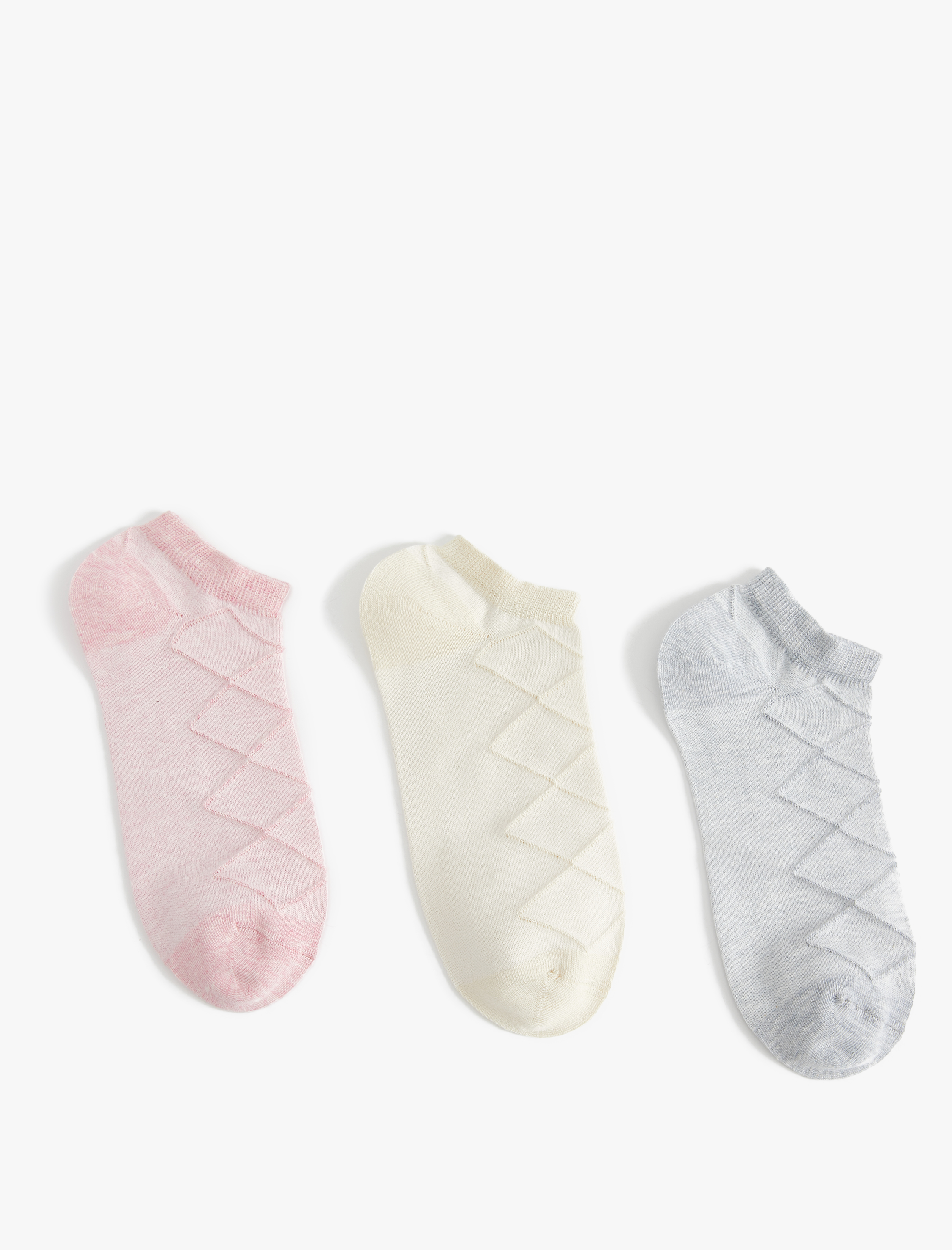  Kadın 3'lü Patik Çorap Seti Geometrik Desenli Çok Renkli