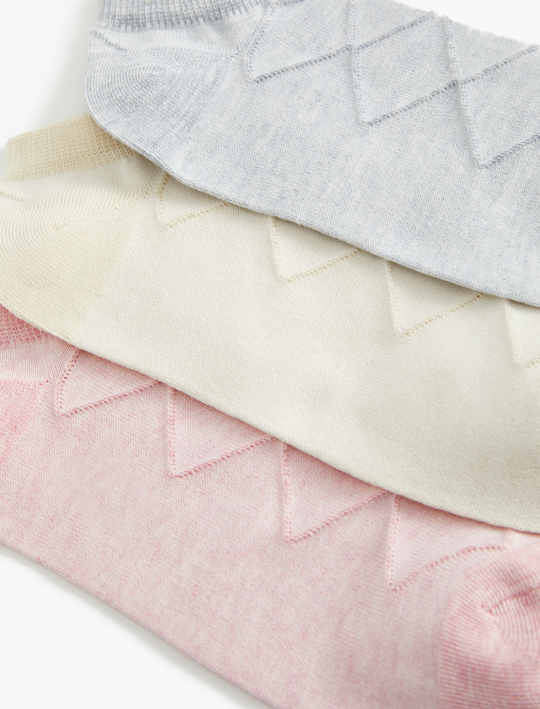  Kadın 3'lü Patik Çorap Seti Geometrik Desenli Çok Renkli