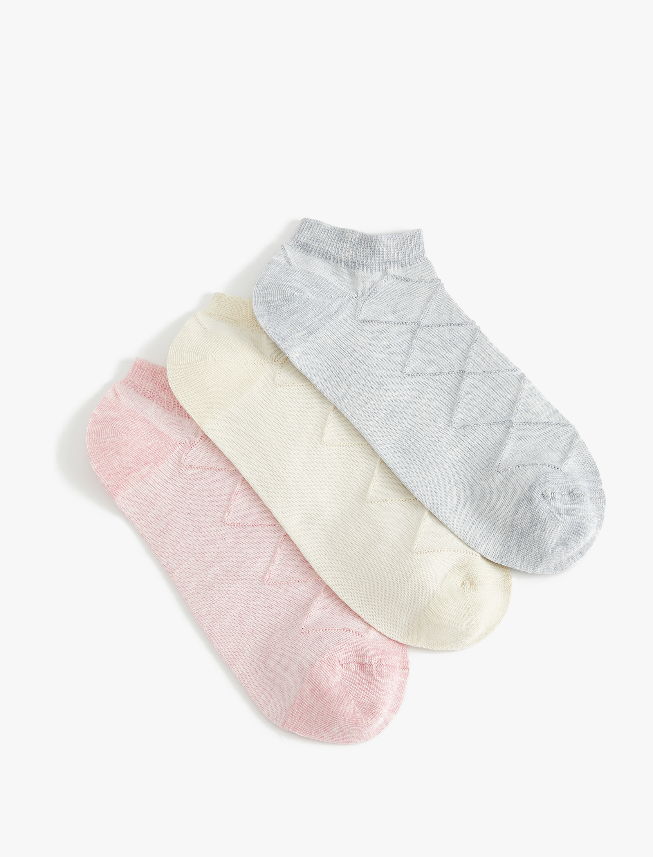  Kadın 3'lü Patik Çorap Seti Geometrik Desenli Çok Renkli