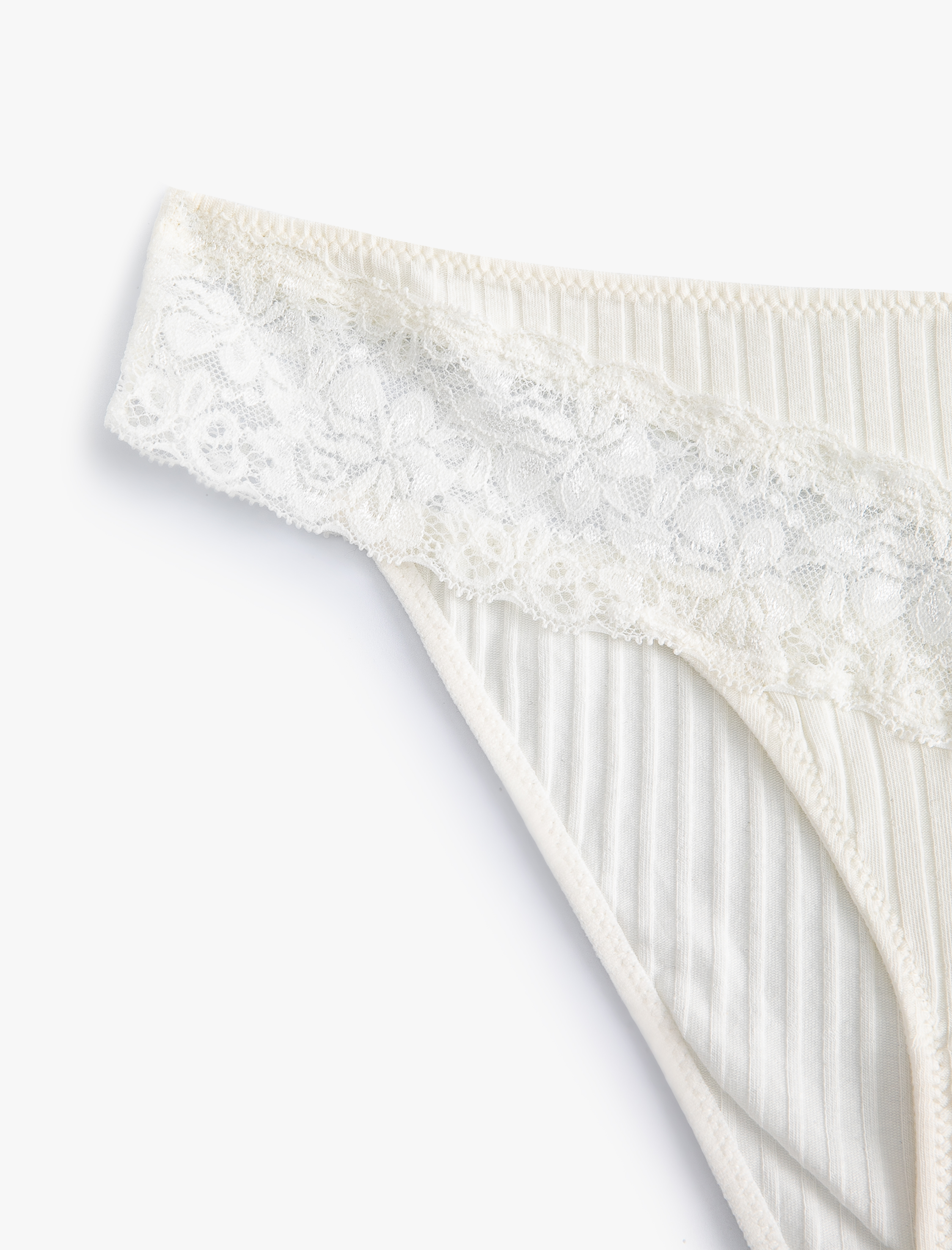   Yüksek Bel Hipster Külot Dantelli Fitilli Modal Karışımlı