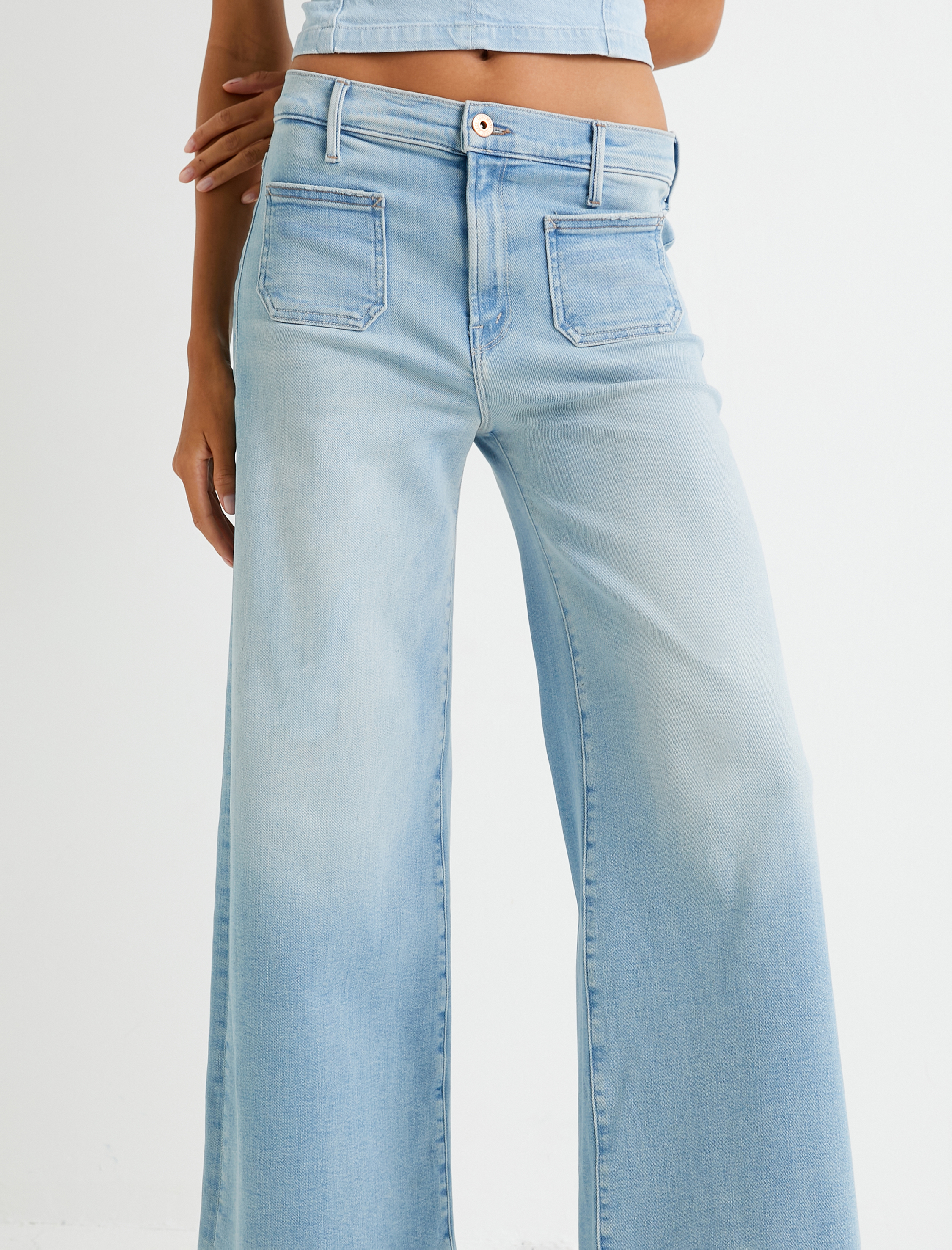   Geniş Paça Kot Pantolon Yüksek Bel Cepli - Bianca Wide Leg Jeans