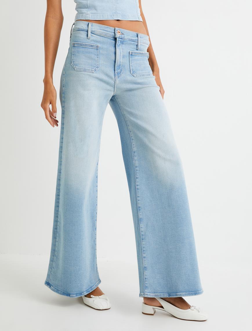   Geniş Paça Kot Pantolon Yüksek Bel Cepli - Bianca Wide Leg Jeans