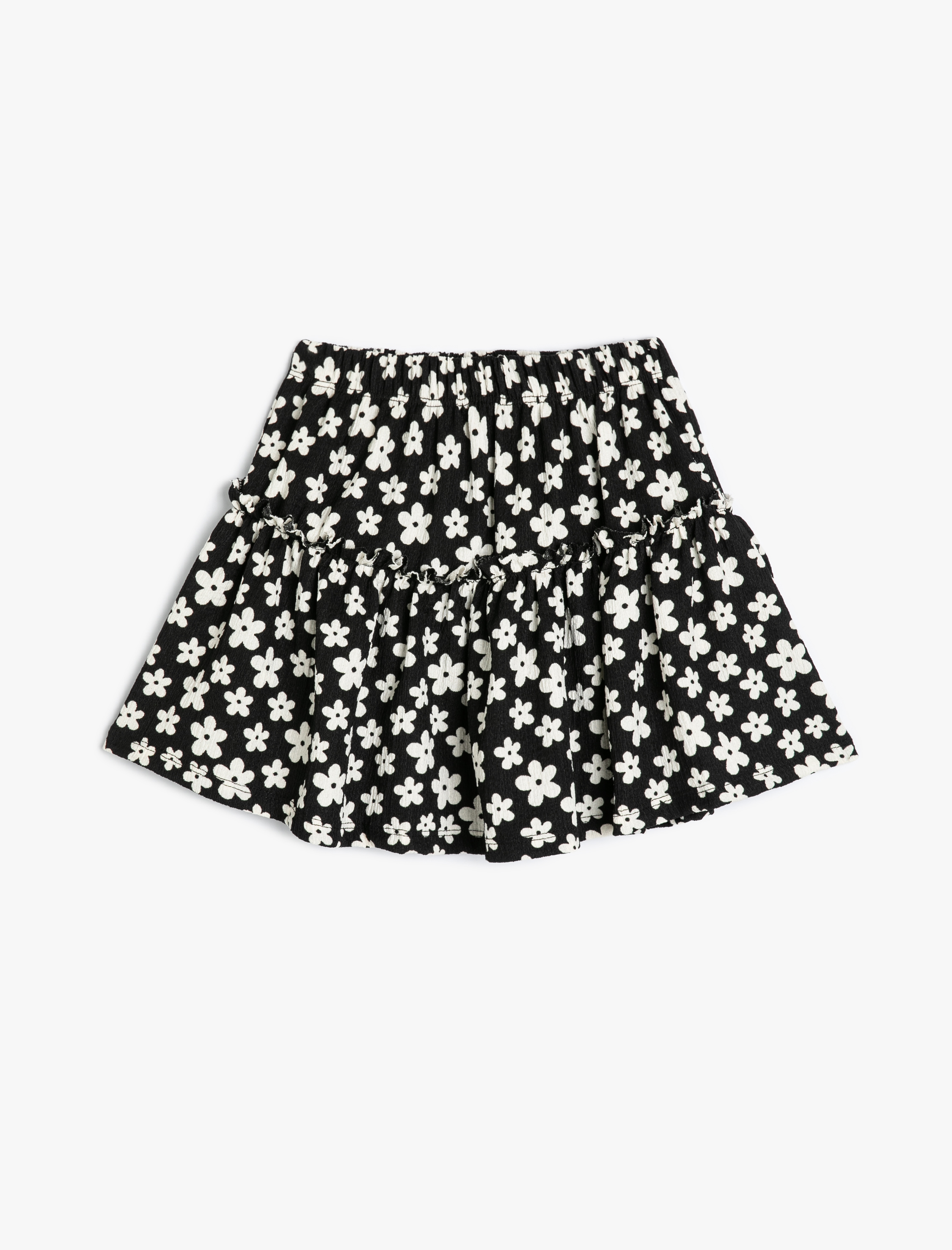  Kız Çocuk Çiçekli Mini Etek Beli Lastikli Fırfırlı