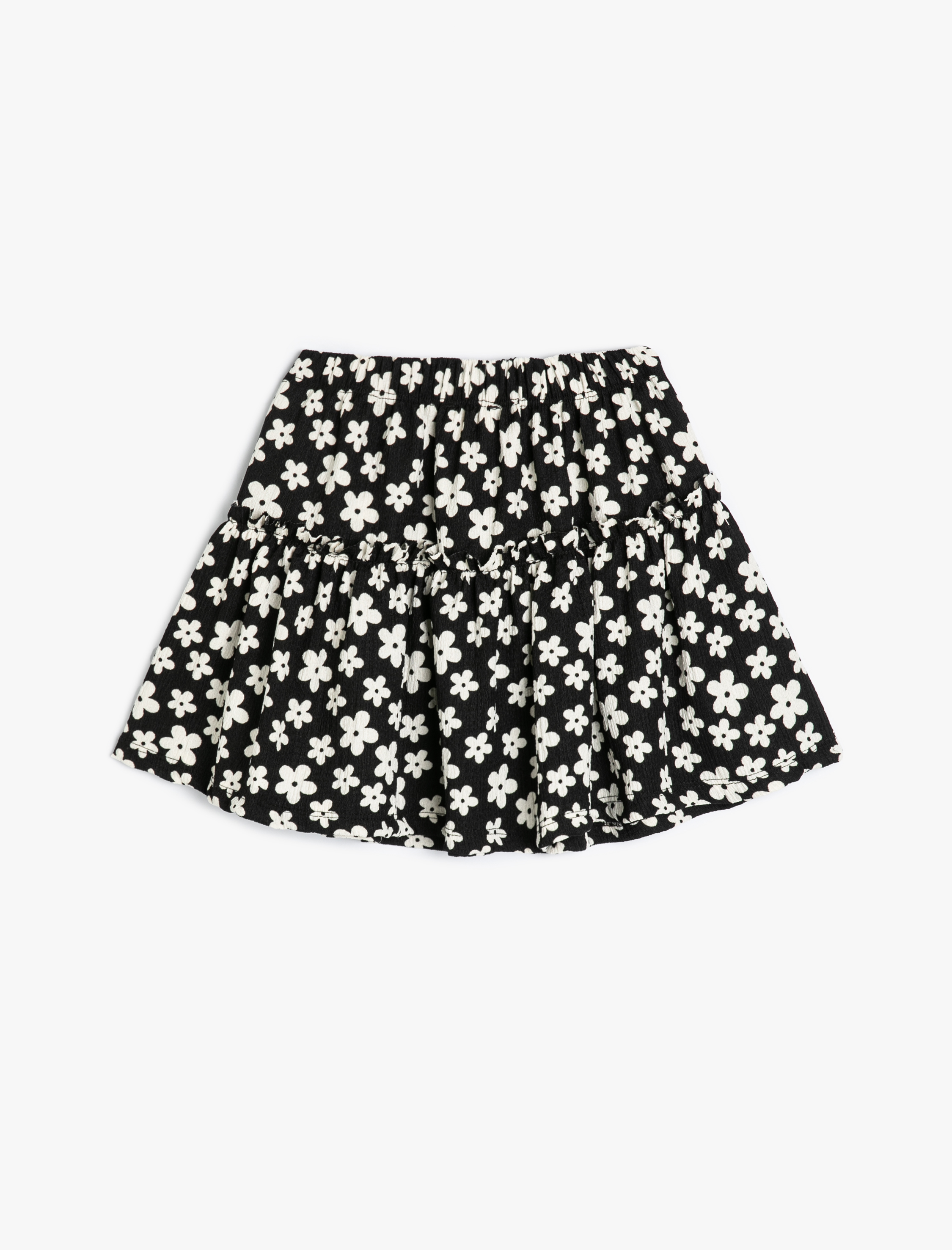  Kız Çocuk Çiçekli Mini Etek Beli Lastikli Fırfırlı