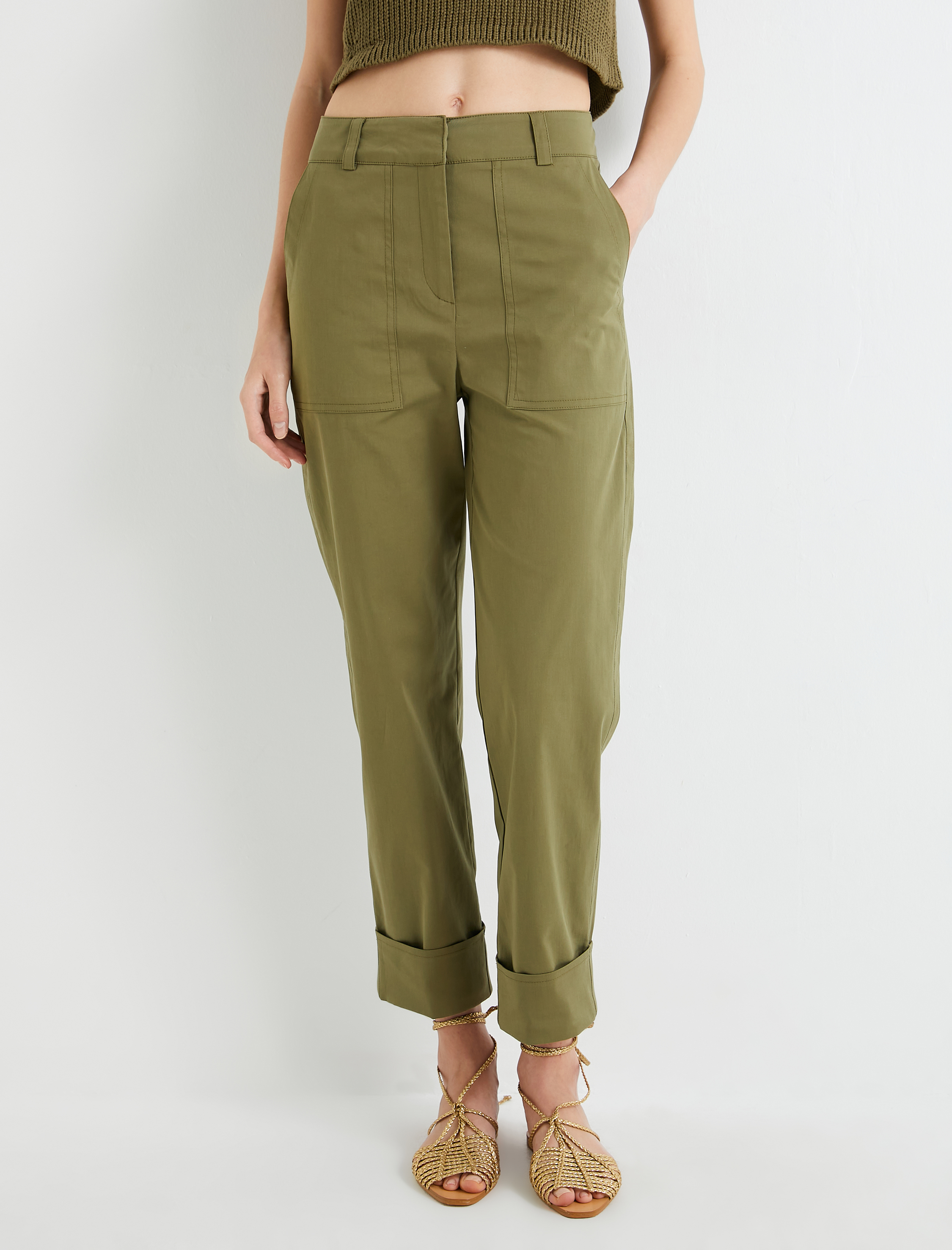   Havuç Pantolon Yüksek Bel Cep Detaylı Pamuklu