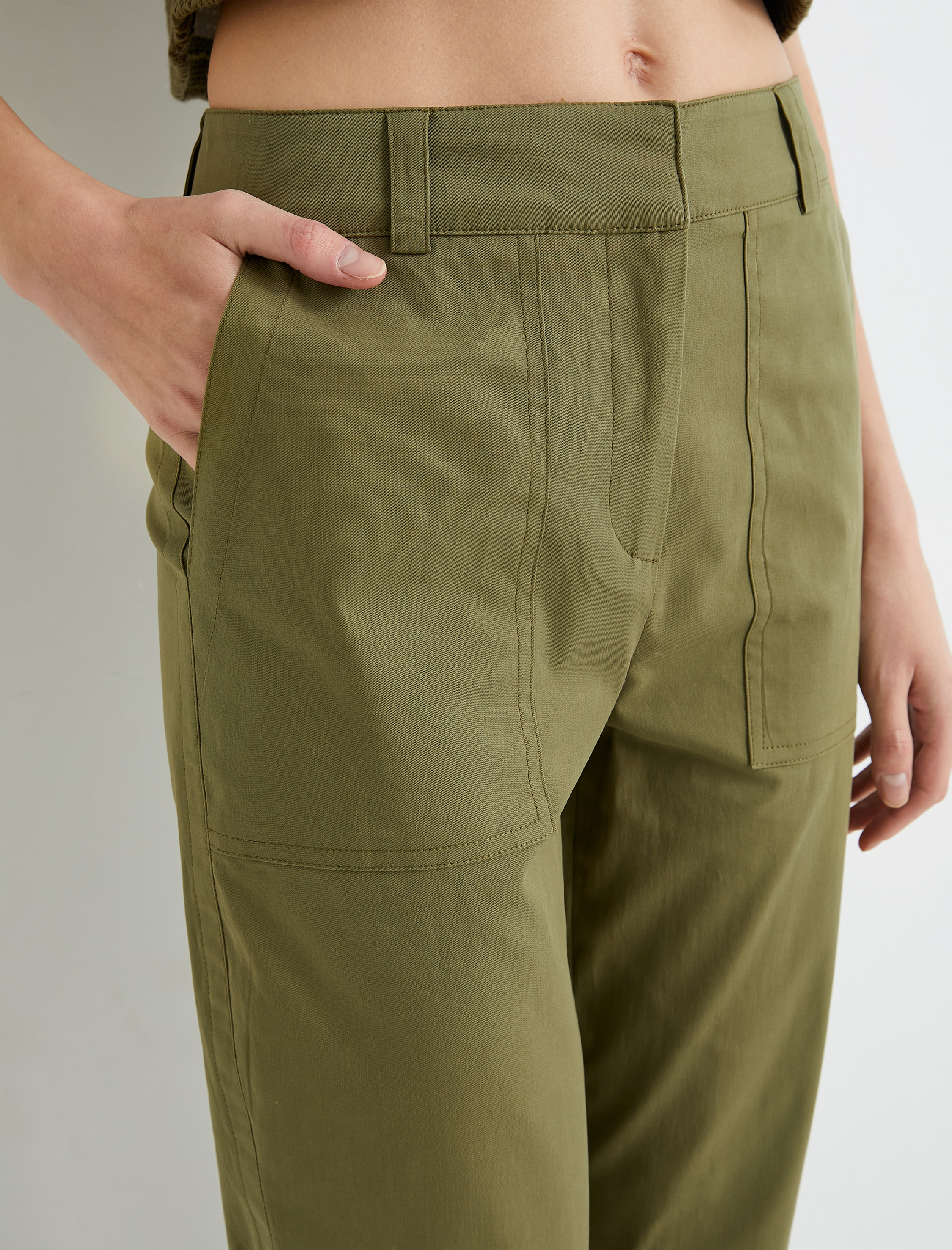   Havuç Pantolon Yüksek Bel Cep Detaylı Pamuklu