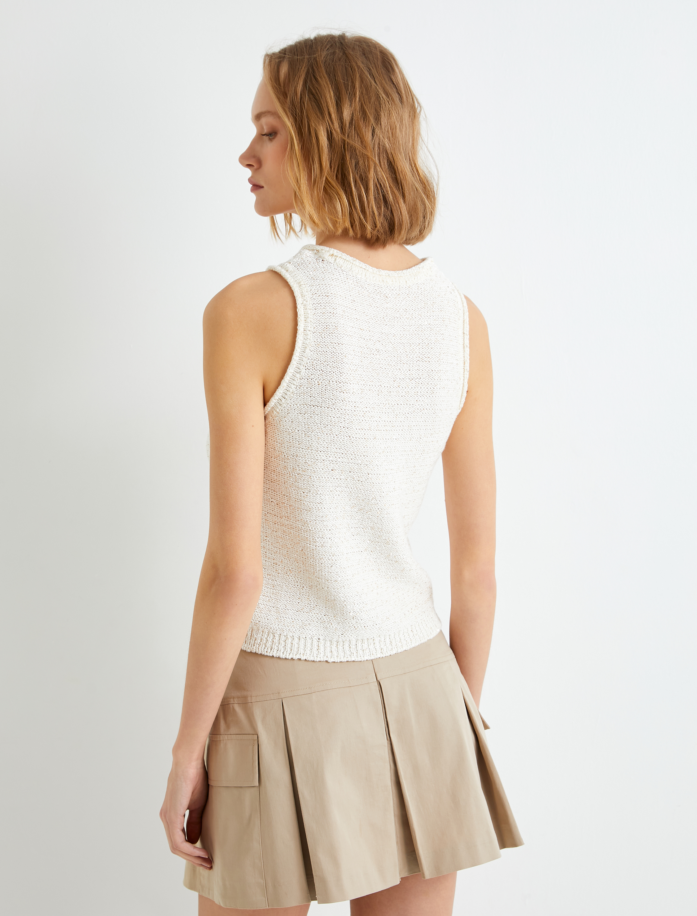   Örgü Atlet Bisiklet Yaka Simli