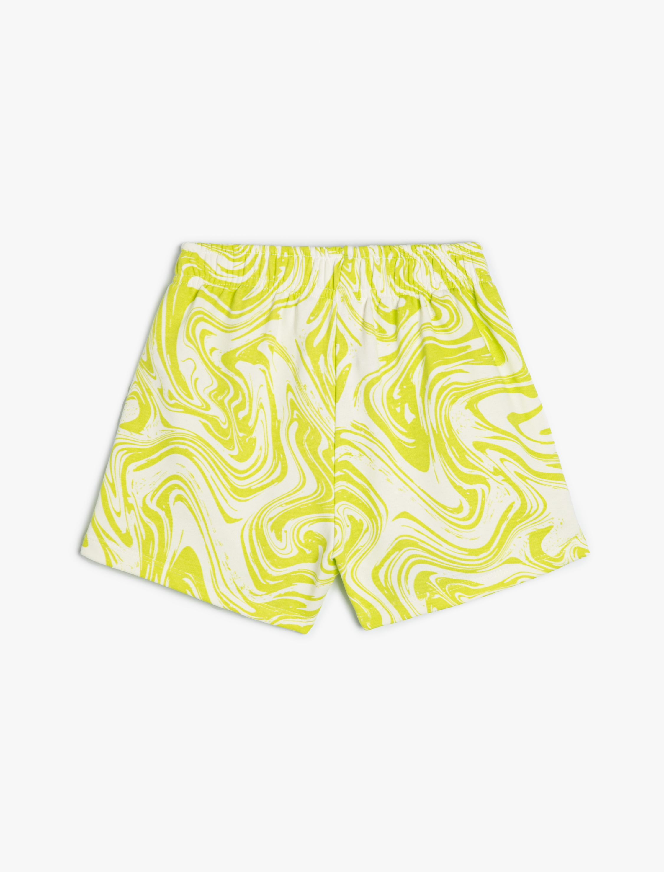  Kız Çocuk Şort Beli Bağlamalı Cepli Soyut Desenli