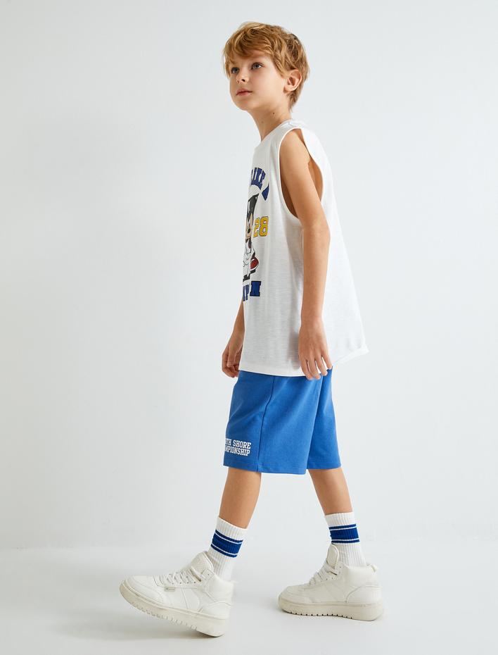 Erkek Çocuk Şort Beli Lastikli Cepli Baskı Detaylı