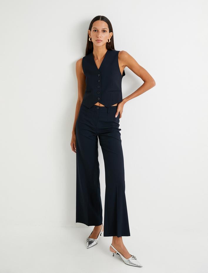  Blazer Yelek Düğmeli V Yaka