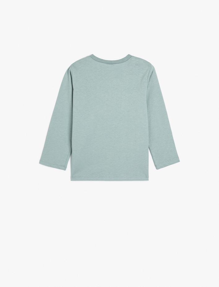 Erkek Bebek Ayıcıklı Tişört Uzun Kollu Bisiklet Yaka Pamuklu