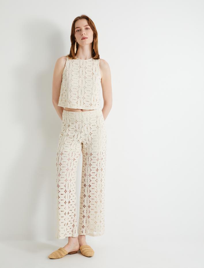  Kroşe Pantolon Normal Bel Fermuarlı Düz Paça