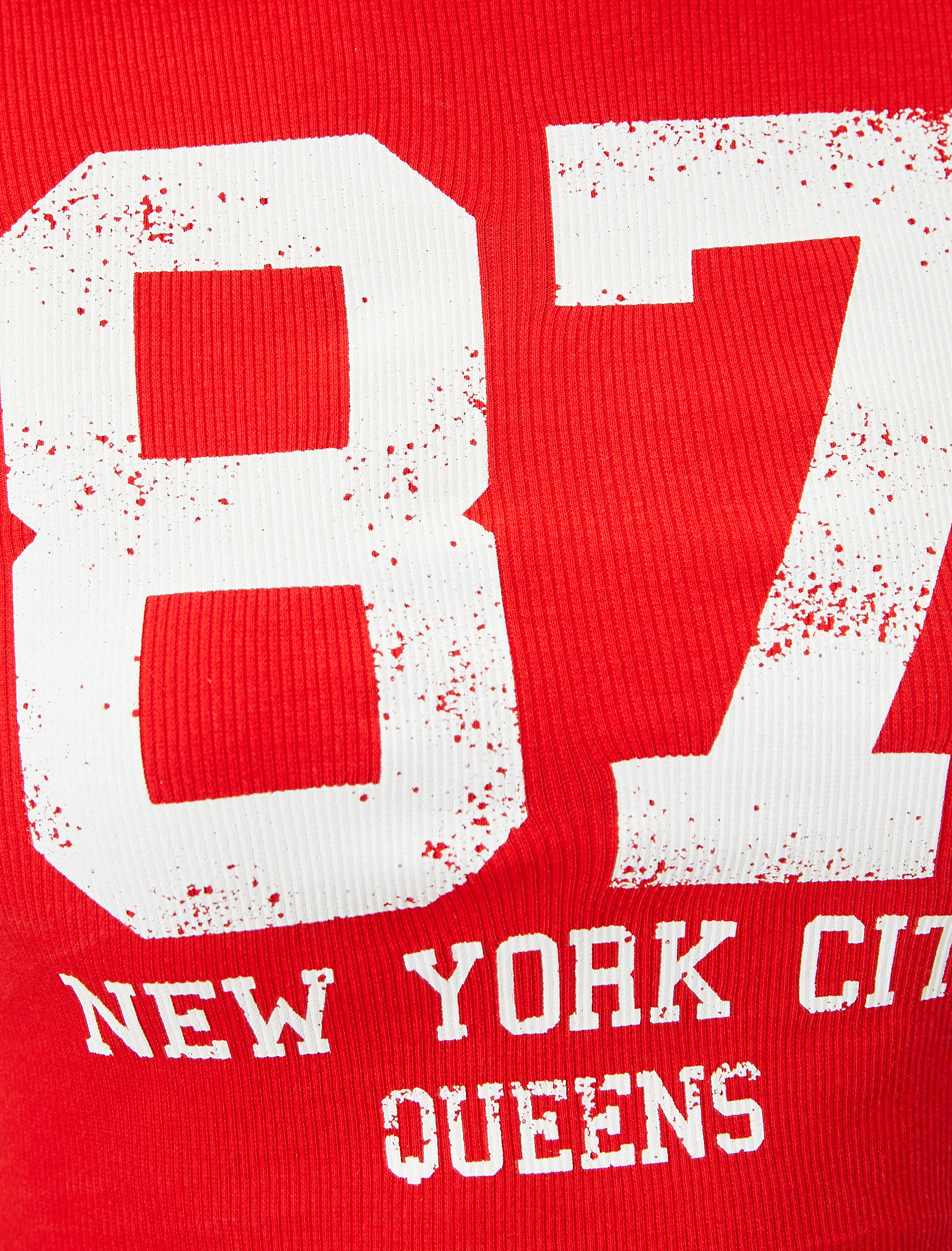   Crop Kolej Tişört Baskılı Kısa Kollu Bisiklet Yaka Biyeli