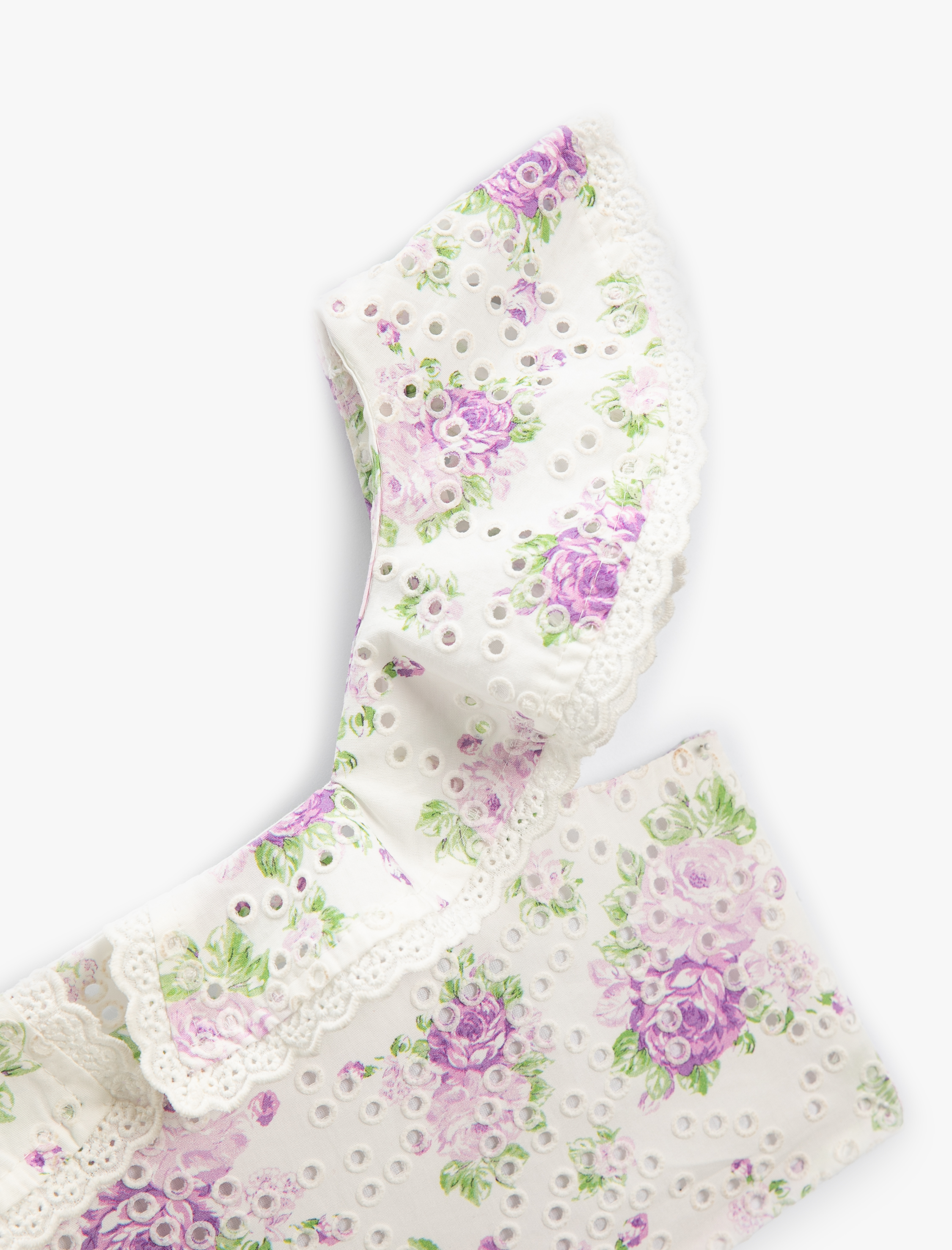  Kız Çocuk Crop Bluz Fistolu Çiçek Desenli Fırfırlı