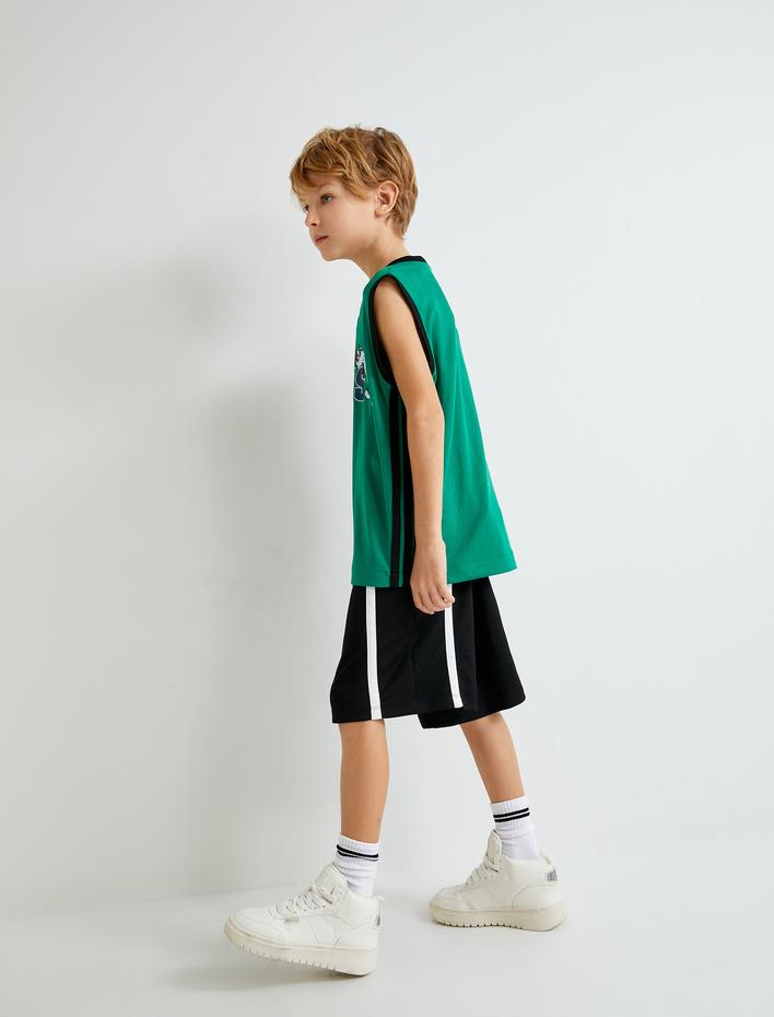 Erkek Çocuk Şort Beli Lastikli Renk Bloklu