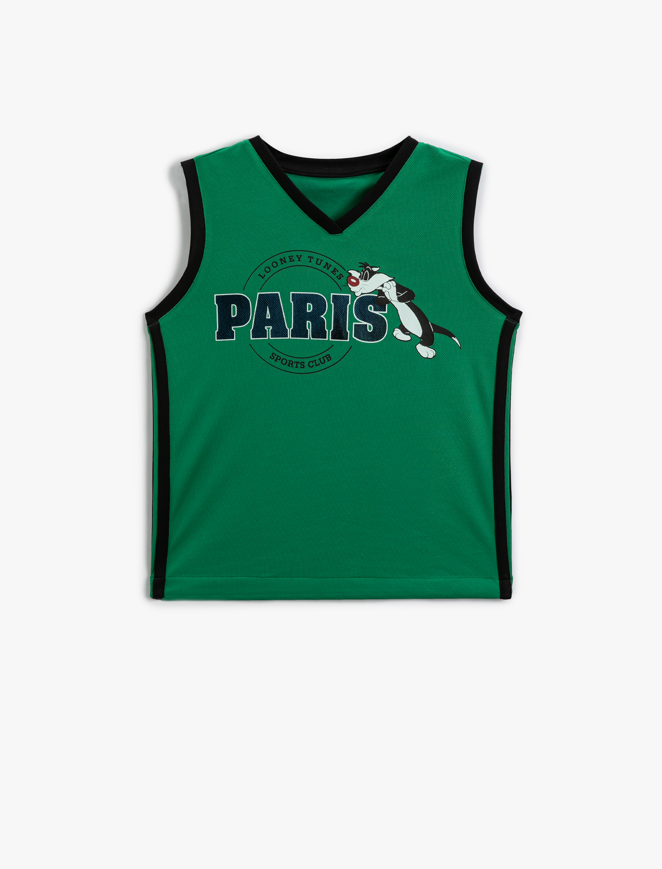  Erkek Çocuk Lisanslı Atlet Sylvester Baskılı V Yaka Kolsuz