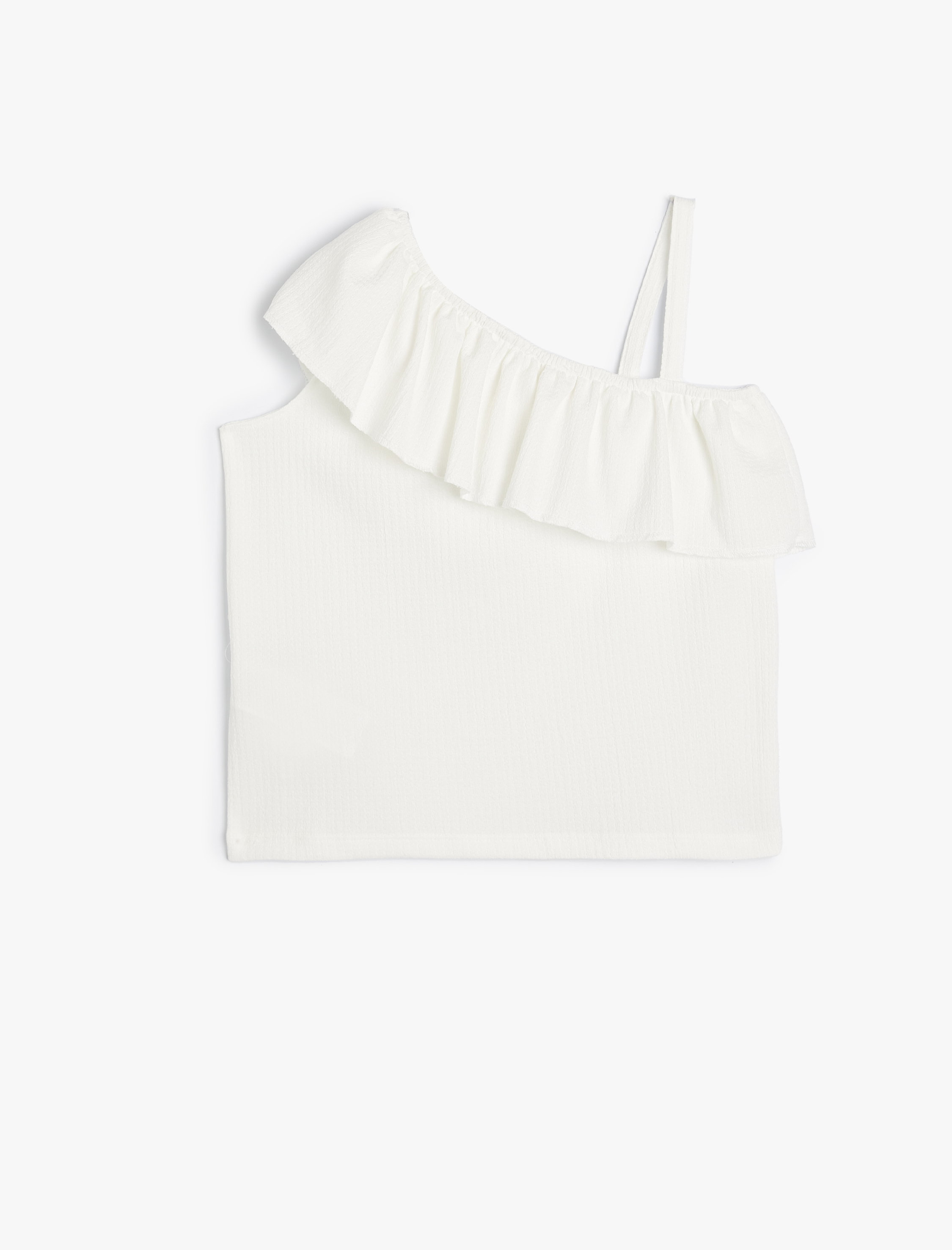  Kız Çocuk Bluz Tek Omuz Fırfırlı Askı Detaylı