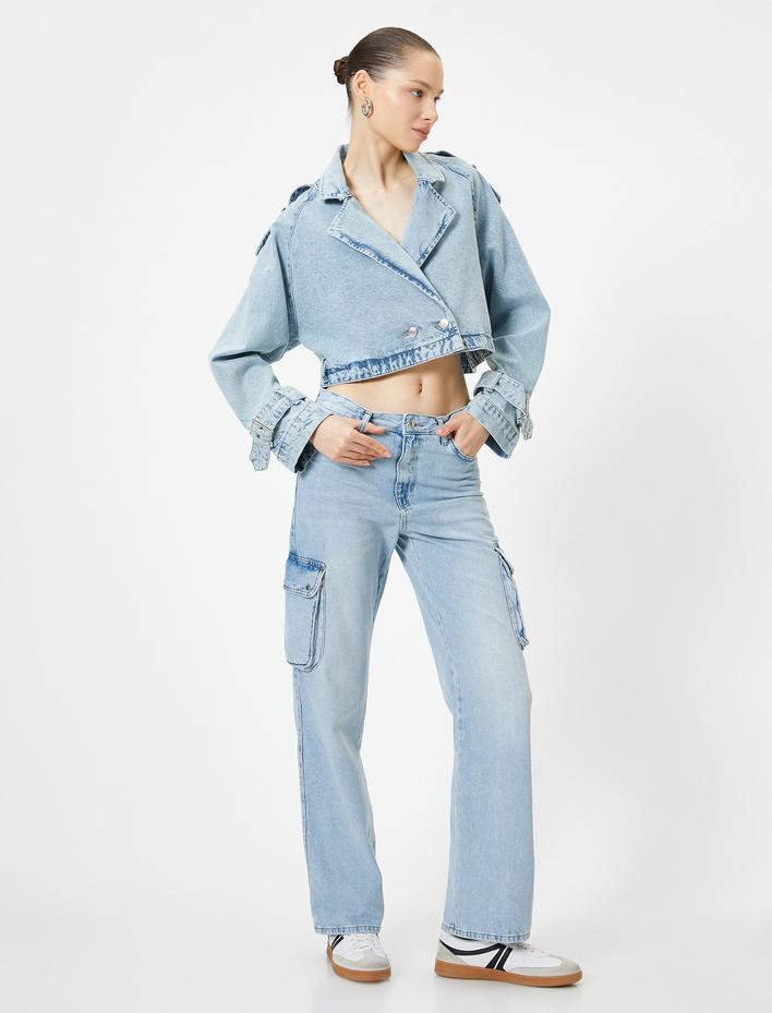  Kargo Kot Pantolon Yüksek Bel Düz Paça Cepli - Nora Longer Straight Jeans