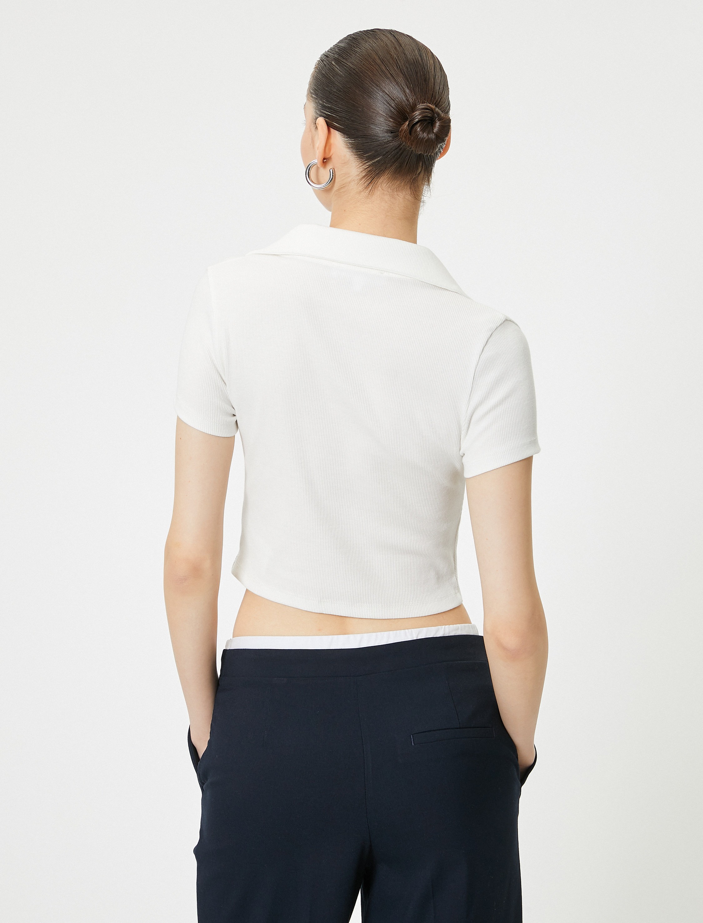   Fermuarlı Polo Tişört Kısa Kollu Slim Fit Pamuklu Ribanalı