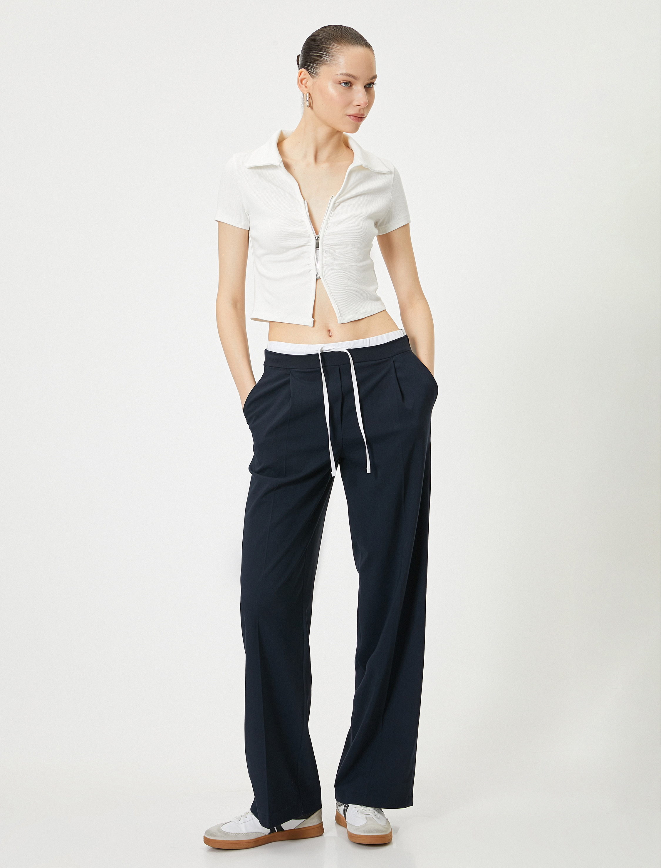   Fermuarlı Polo Tişört Kısa Kollu Slim Fit Pamuklu Ribanalı