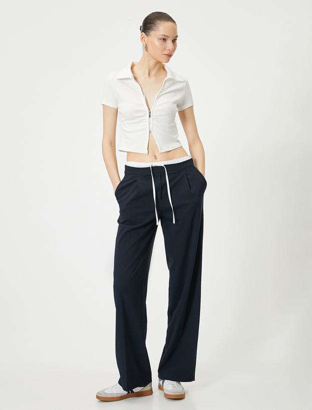 Fermuarlı Polo Tişört Kısa Kollu Slim Fit Pamuklu Ribanalı_1