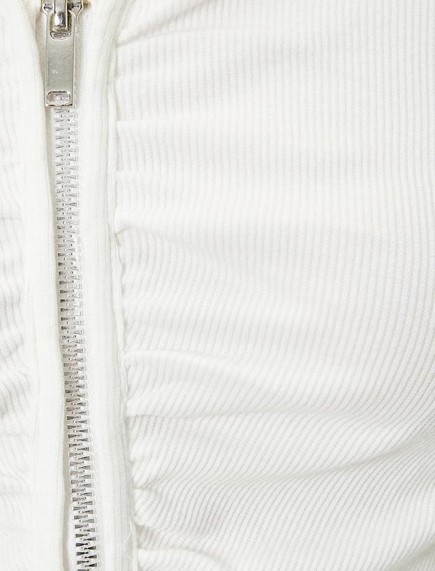 Fermuarlı Polo Tişört Kısa Kollu Slim Fit Pamuklu Ribanalı_5