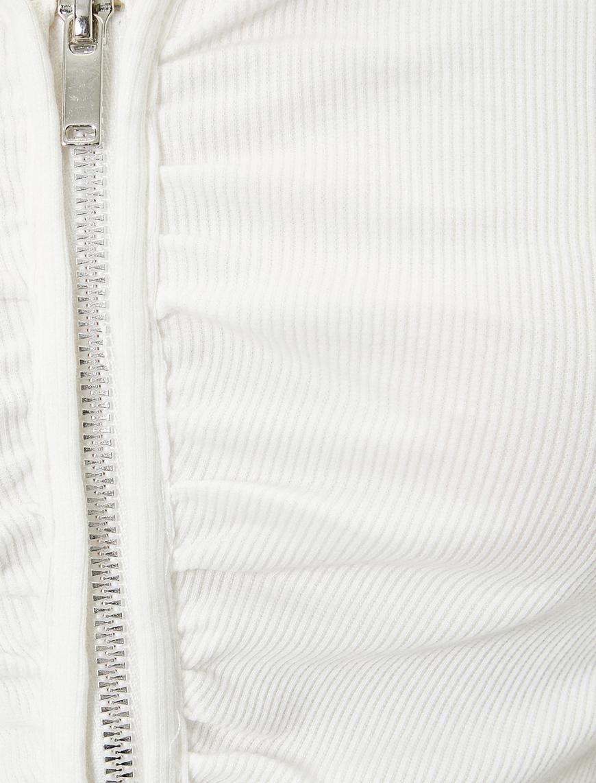   Fermuarlı Polo Tişört Kısa Kollu Slim Fit Pamuklu Ribanalı