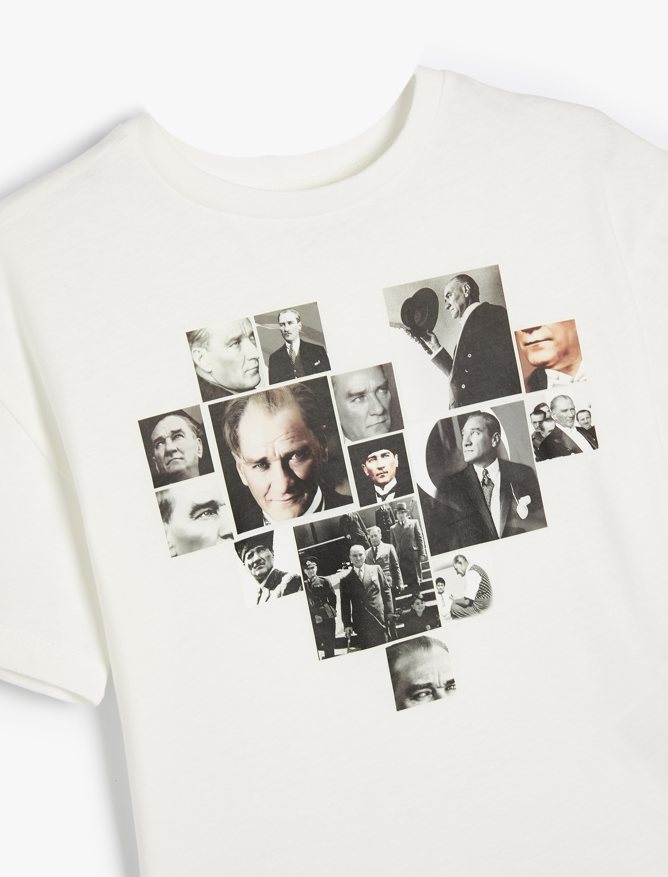  Kız Çocuk Atatürk Baskılı Tişört Kısa Kollu Bisiklet Yaka Pamuklu