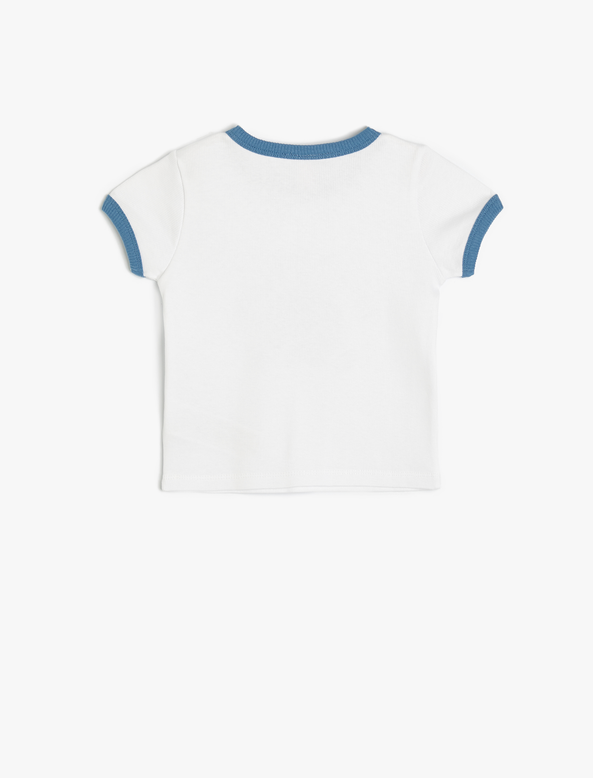  Kız Bebek Tişört Kısa Kollu Bisiklet Yaka Deniz Kabuğu Baskılı