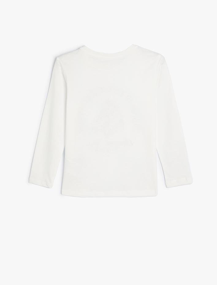 Kız Çocuk Tişört Uzun Kollu Paten Baskılı Bisiklet Yaka Pamuklu