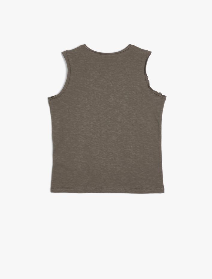 Erkek Çocuk Atlet Dinozor Baskılı Kolsuz Bisiklet Yaka Pamuklu